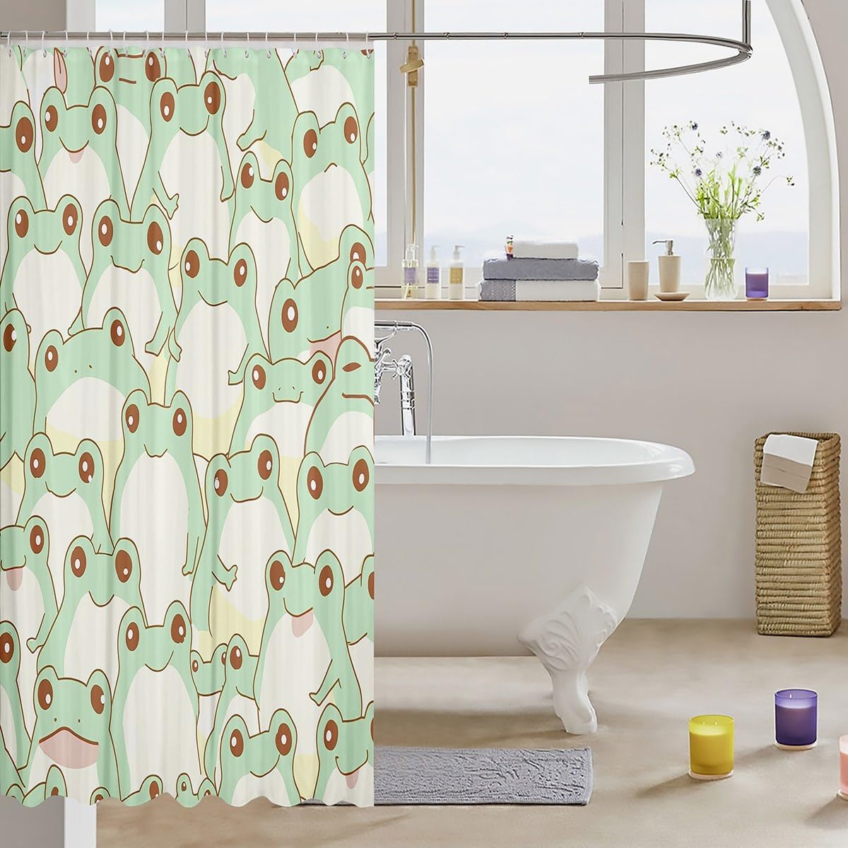 Homewish Cute Frog Shower Curtain 72x72 Inch