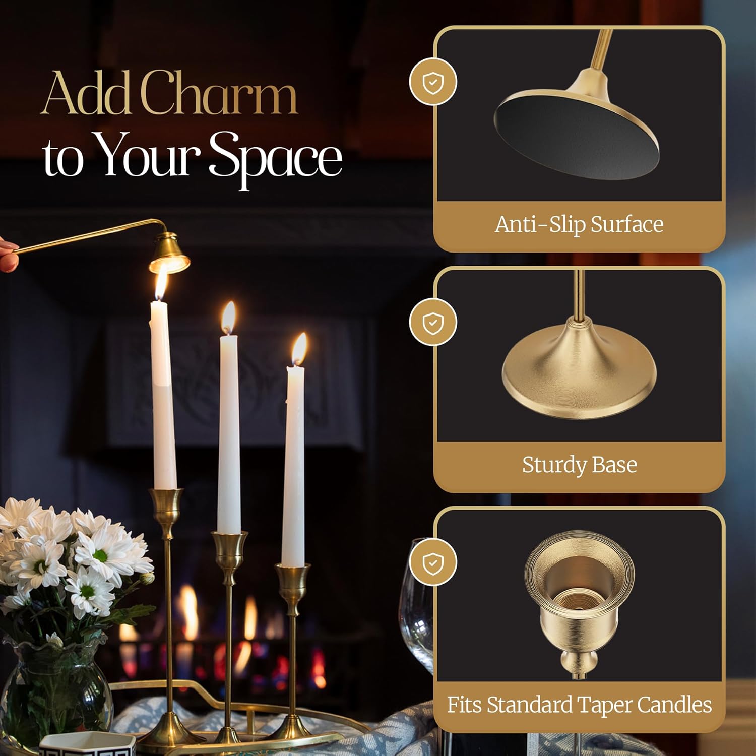 Elegant Gold Candlestick Holders for Dining and Events