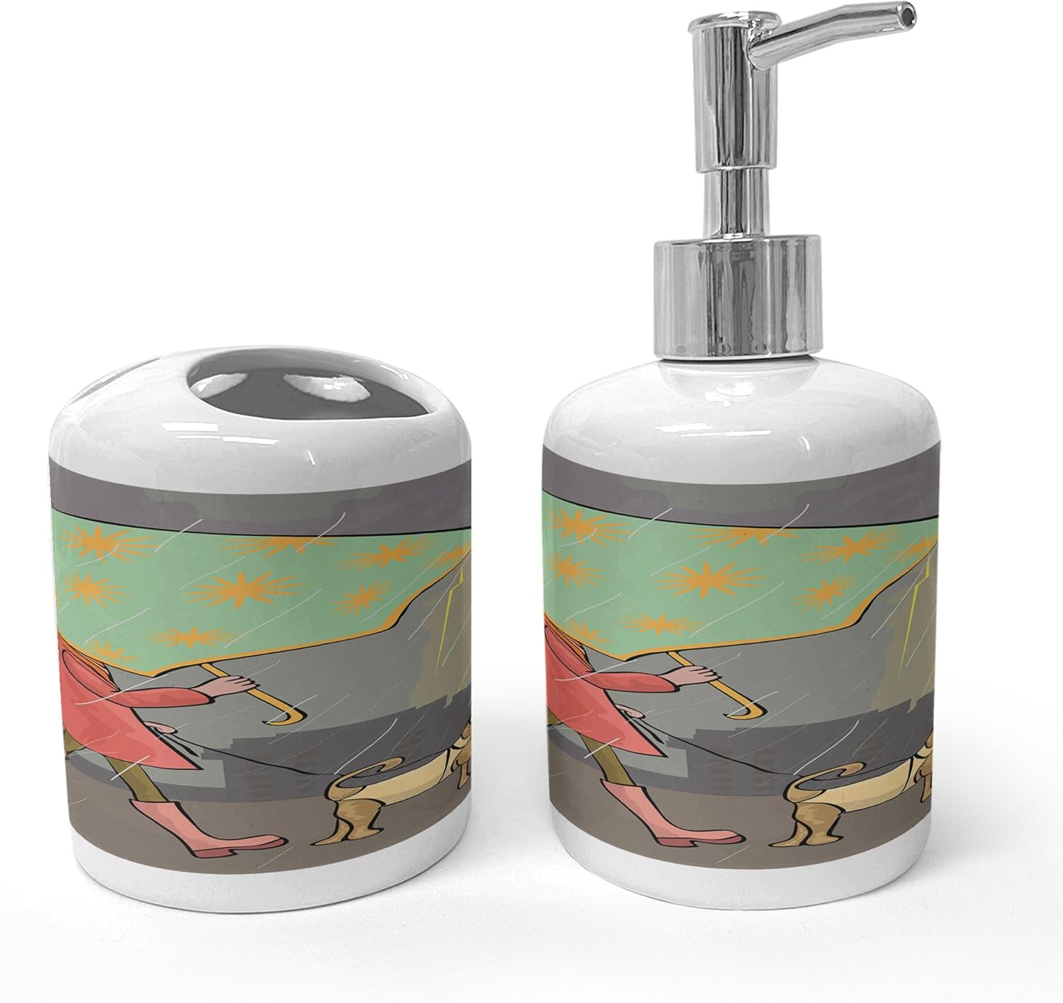 Umbrella Girl Soap Dispenser Set