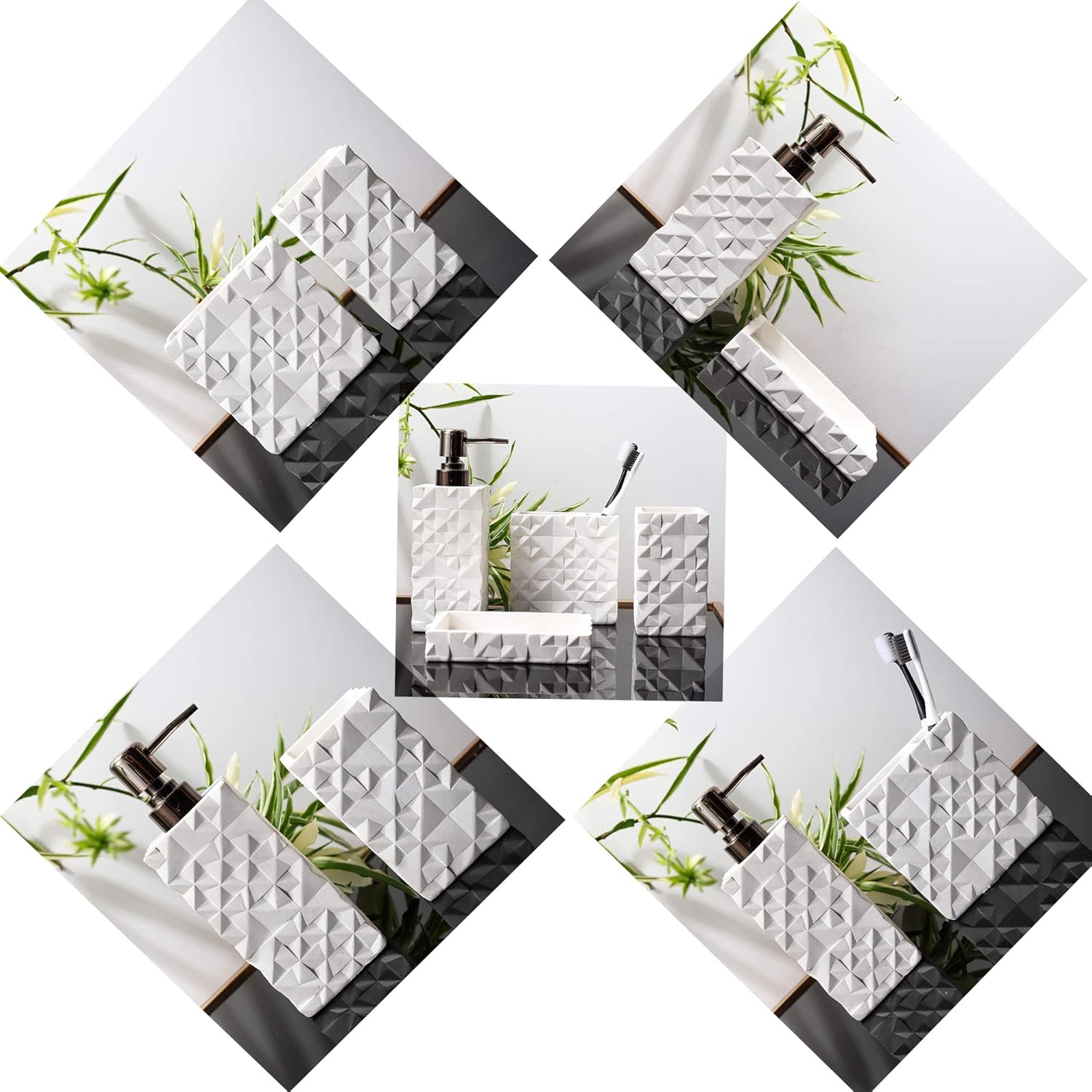 Nestled Pure Resin 4-Piece Bathroom Accessories Set for Luxurious Style