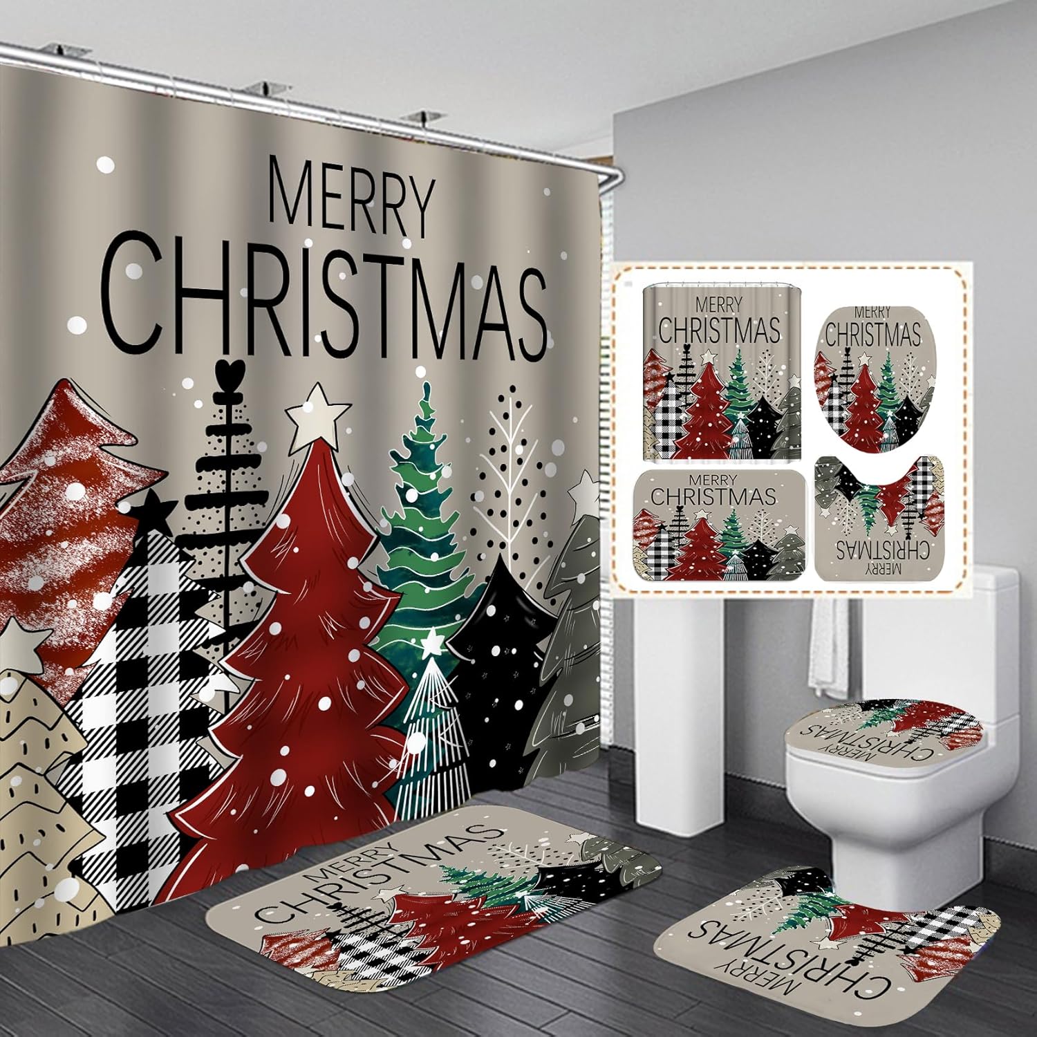 Merry Christmas Bath Set with Rugs