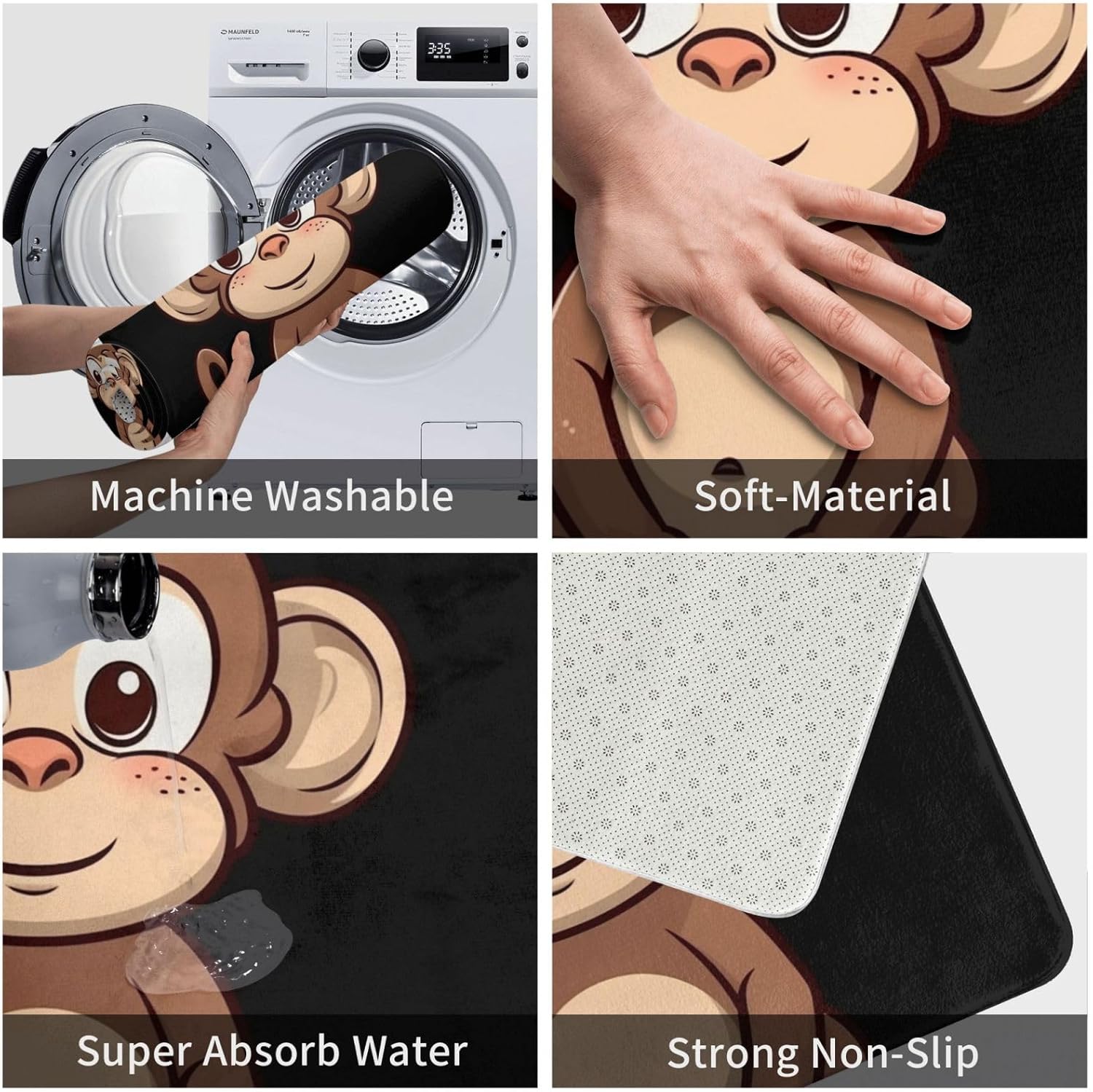 Cartoon Brown Monkey Front Door Mat 236x157