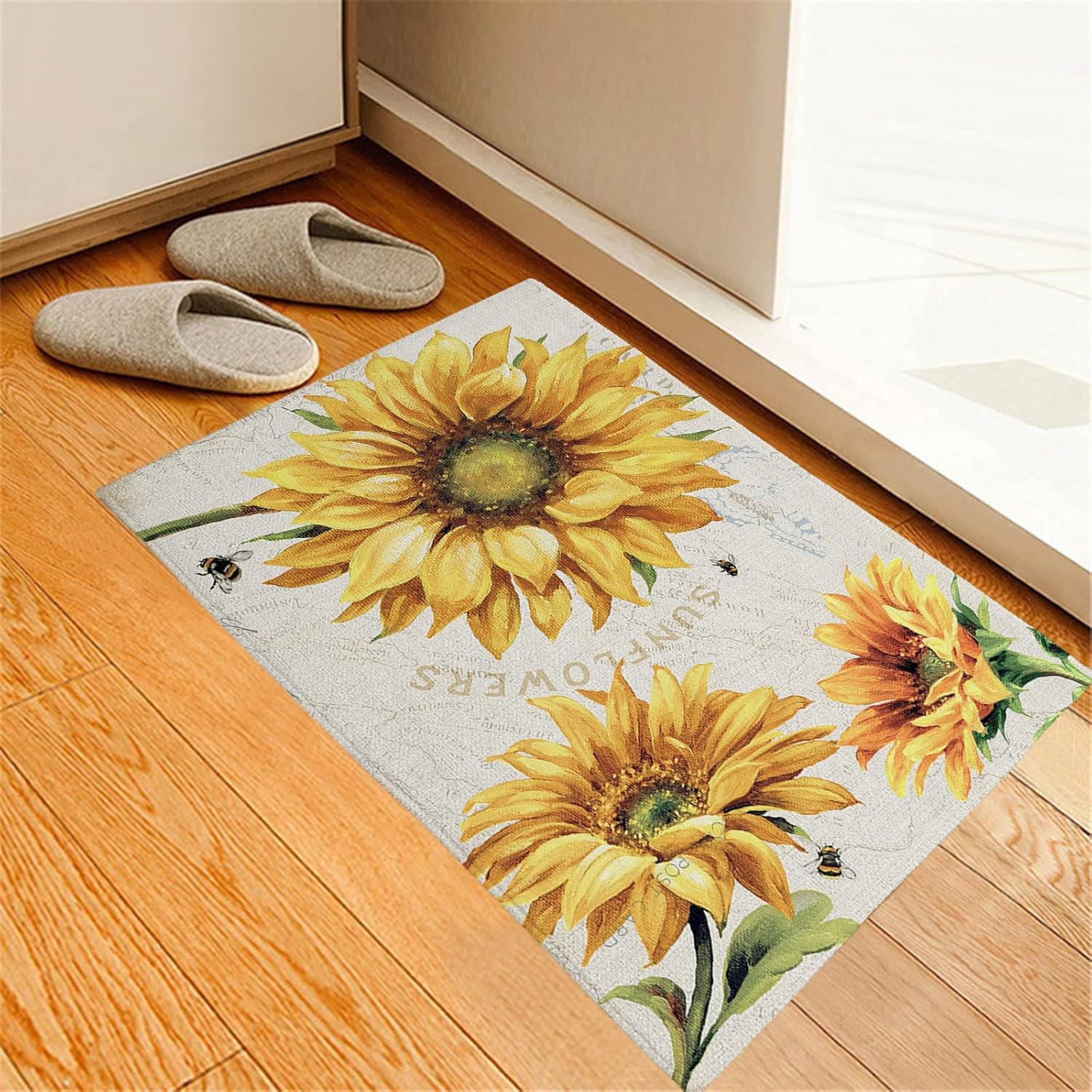 ChenRongDian Vintage Sunflowers Door Mat 16x24in