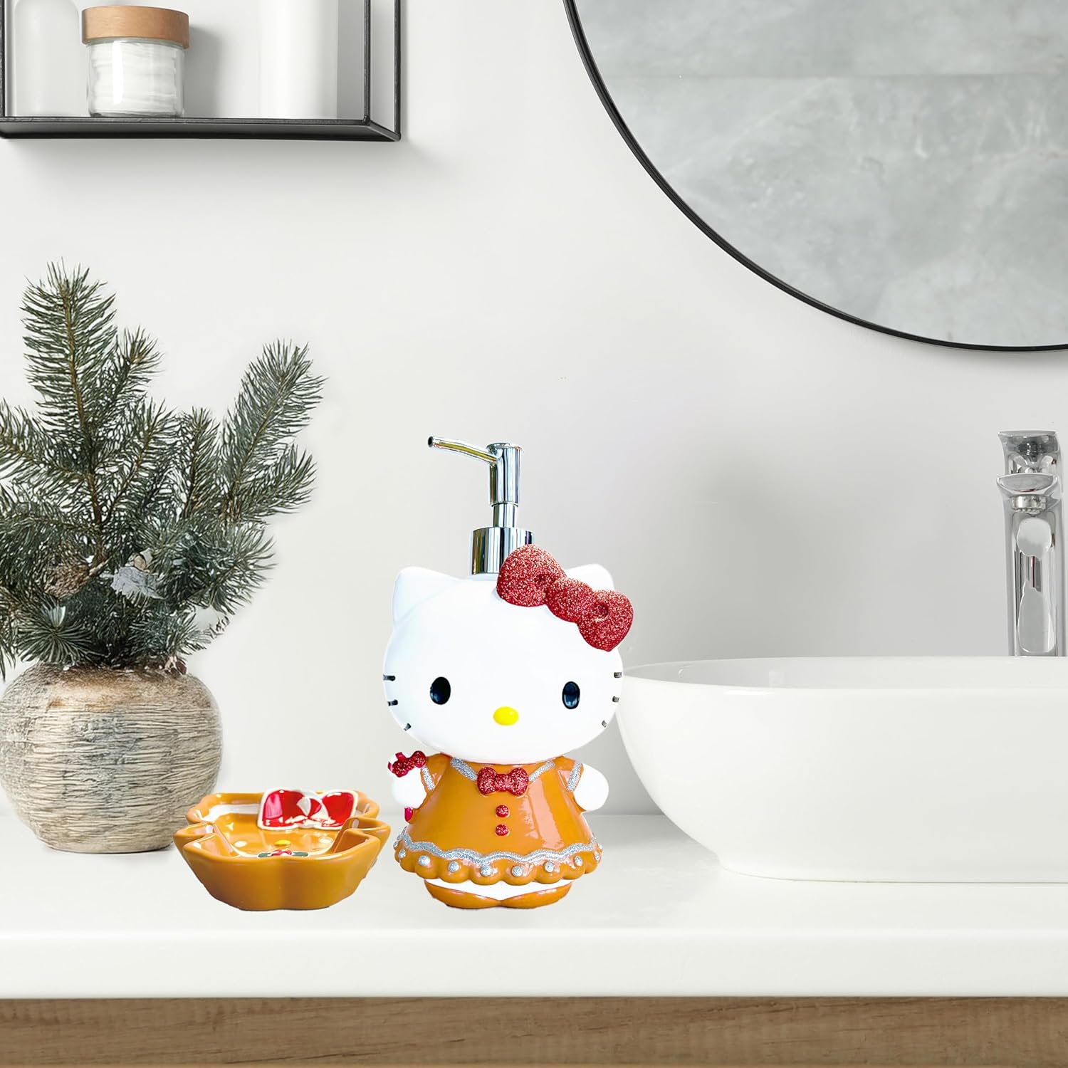 Jay Franco Hello Kitty Christmas Bathroom Set - 2 Piece - Lotion Soap Dish