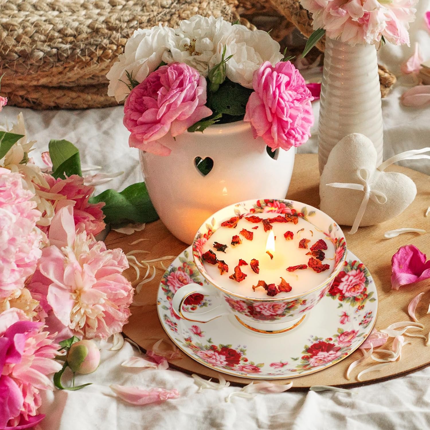 Floral Tea Cup Candle for Women Mothers Day Gift