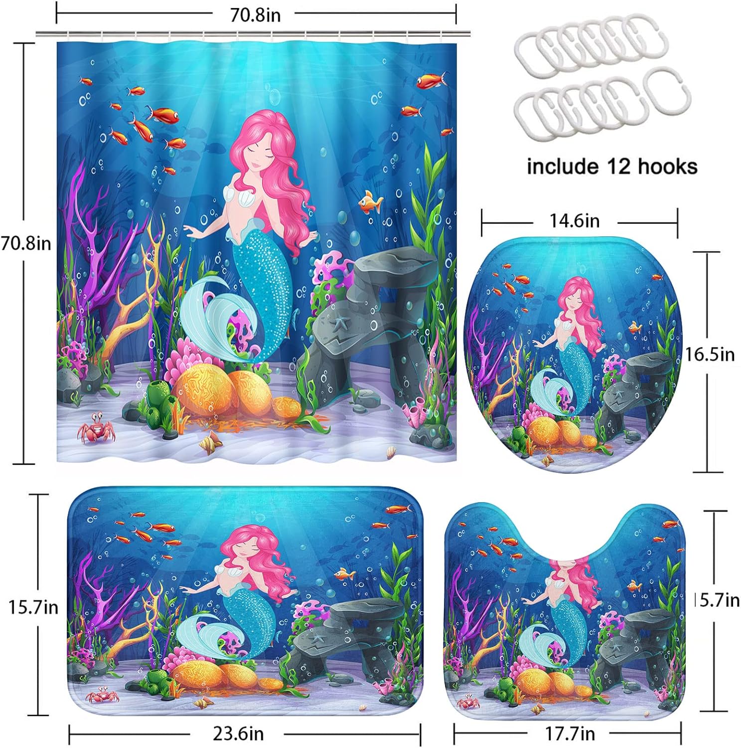 ArtSocket Mermaid Bathroom Set 4 Pc