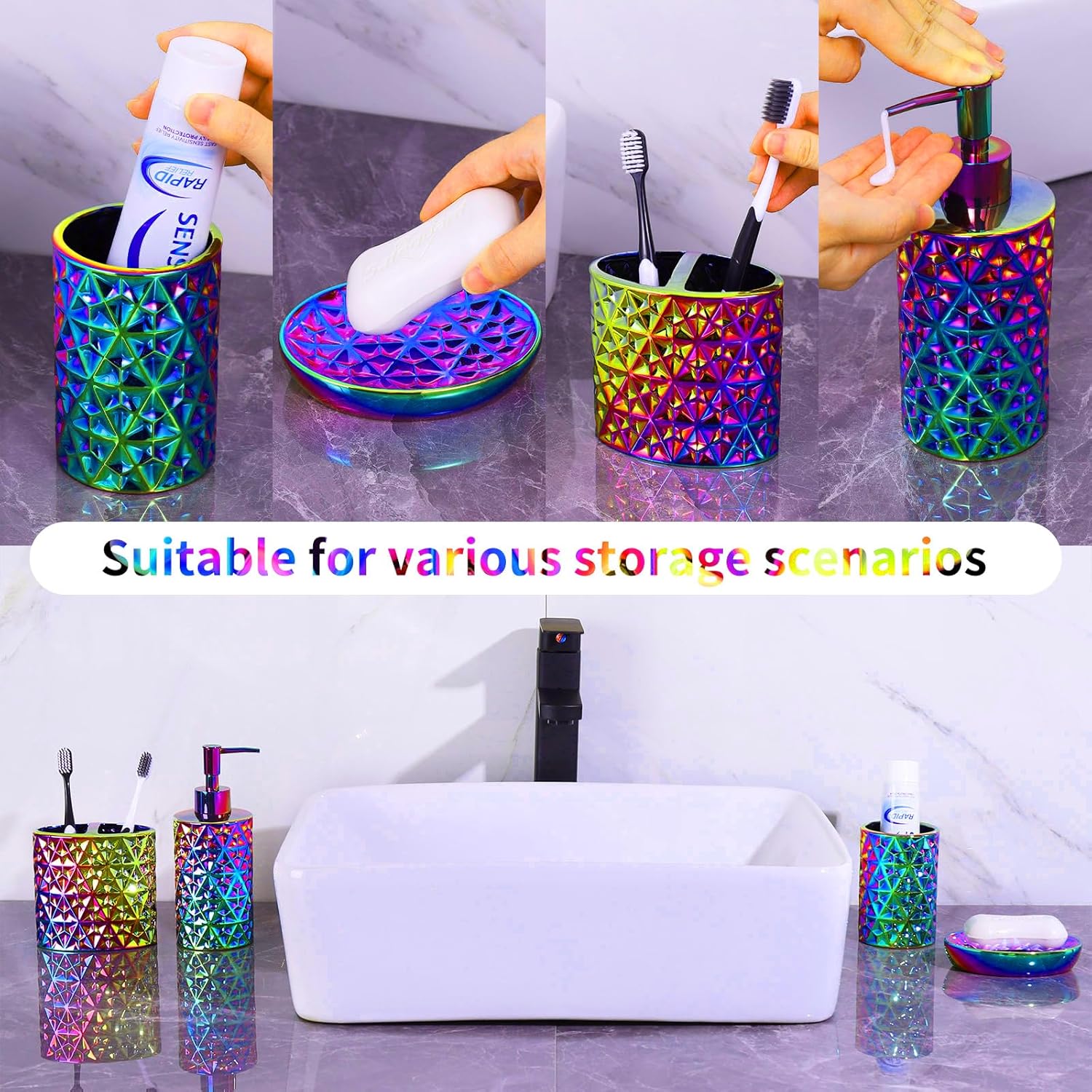Colorful Bathroom Accessories Set 4 Pcs