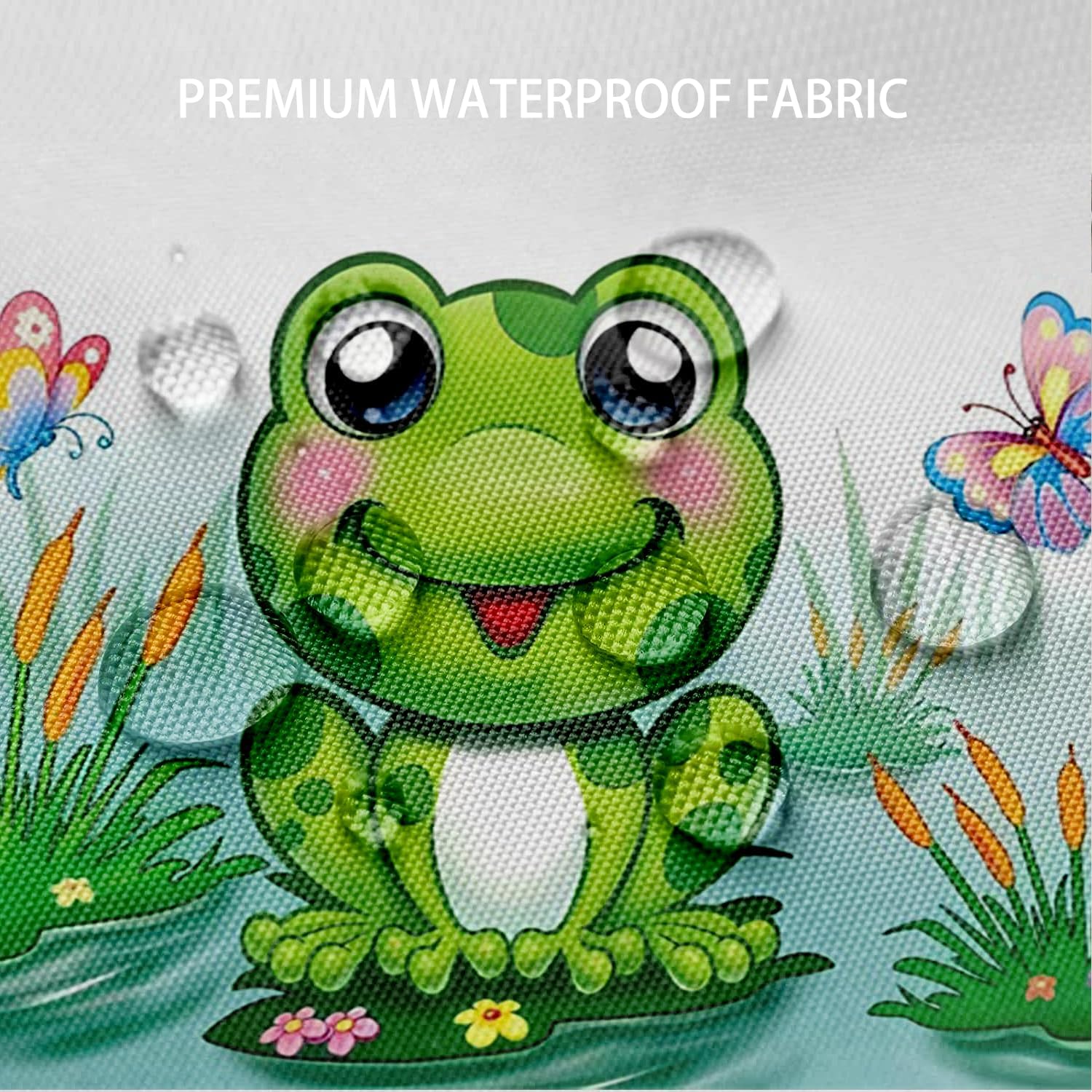 4Pcs Funny Frog Shower Curtain Set with Bathroom Mat for Home