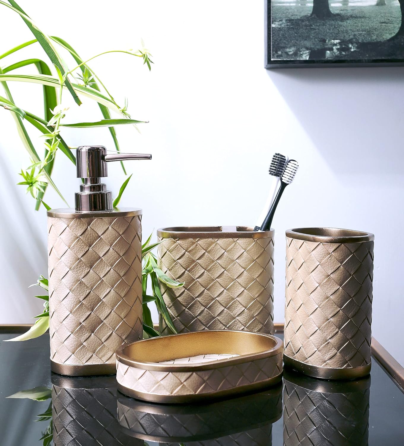 Luxury Resin Bathroom Set with 4 Pieces - Industrial to Modern Design