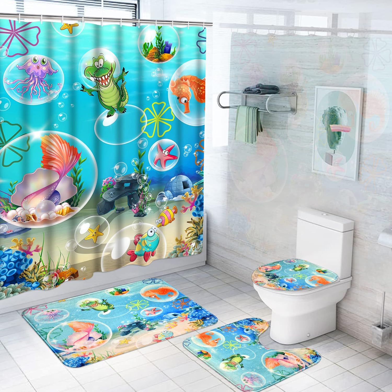 ADORABLE KIDS BATH PLAY COUCHSET WITH CATCHY SEA FISH DECOR