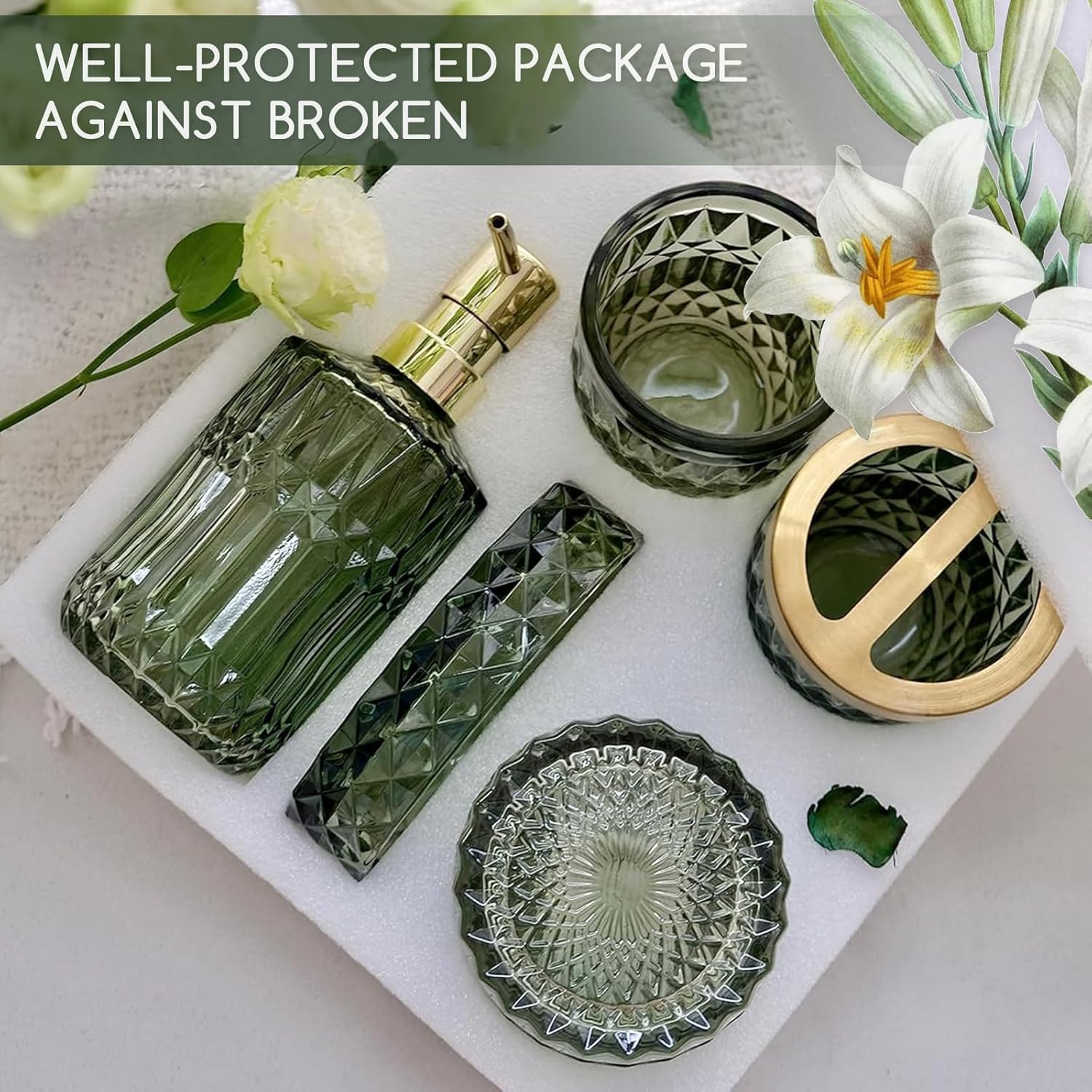 Elegant Glass Bathroom Accessory Set