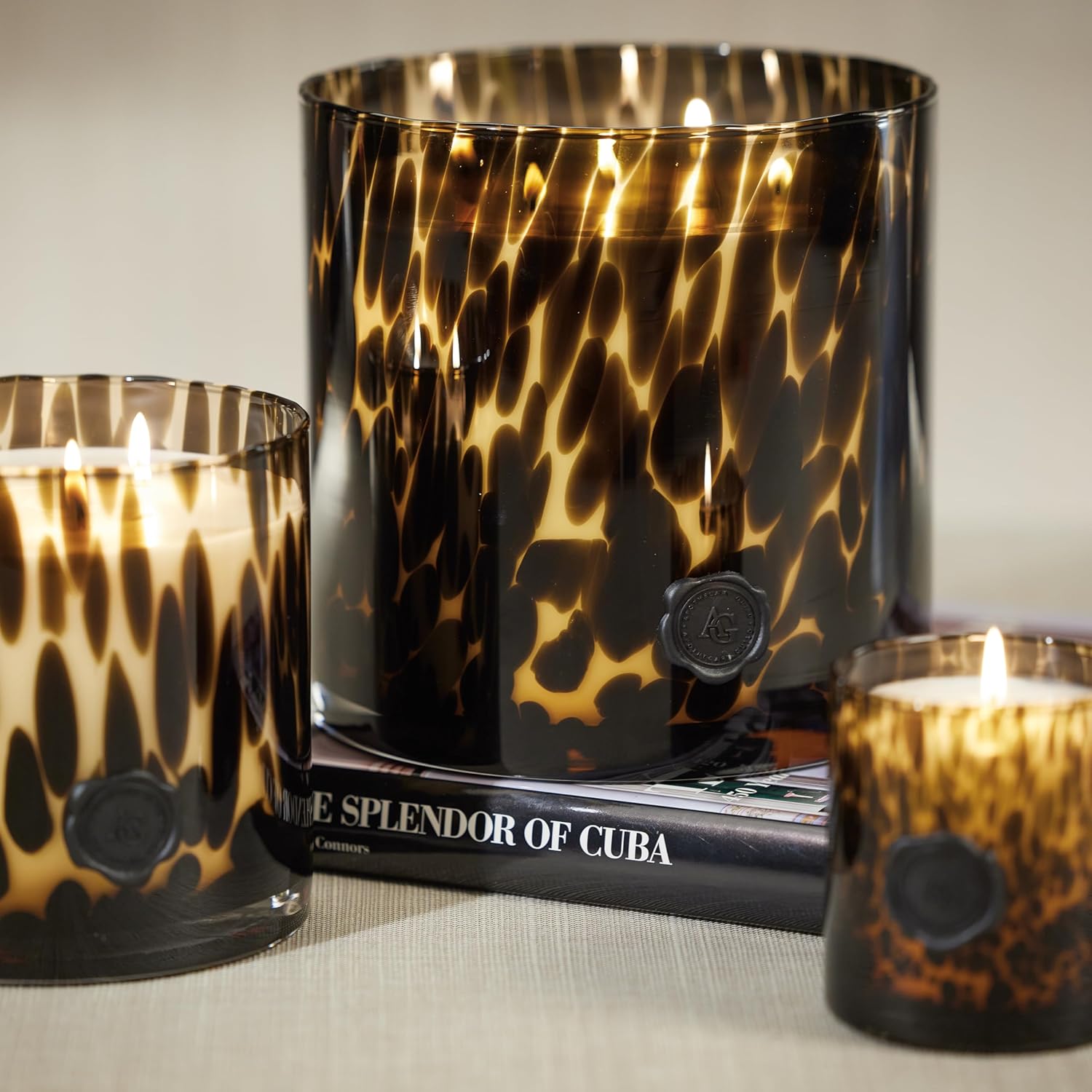 Zodax 50 oz 3-Wick Candle Earthy Scent Black Glass Jar 150 Hours