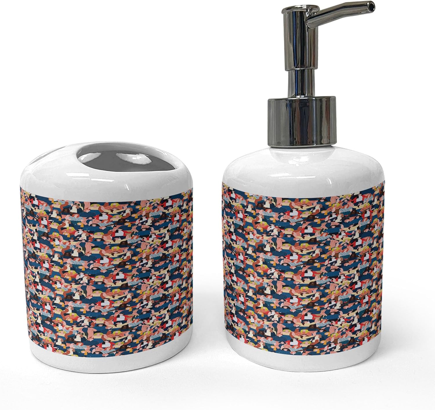 Bathroom Accessory Set - Toothbrush holder soap dispenser by Ambesonne
