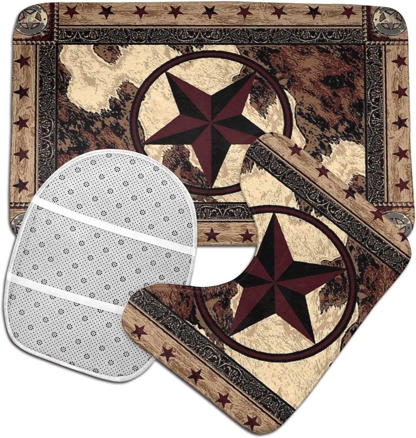 Giwawa Western Texas Star Bathroom Rug Set 3 Piece
