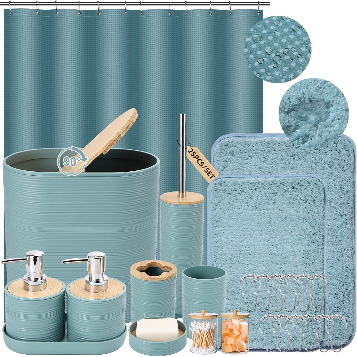 XLHOMO Light Blue Bathroom Accessories Set 25PC