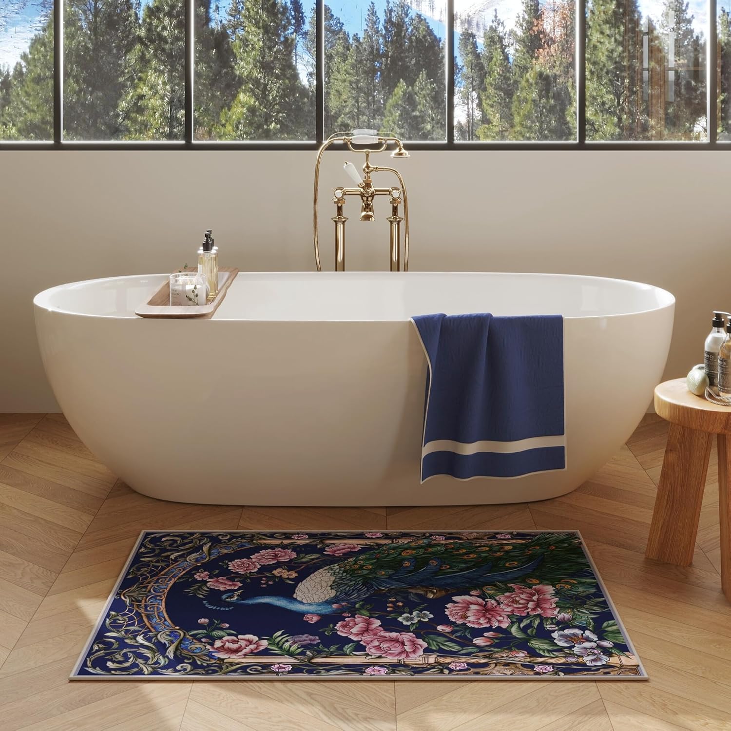 Vowkten 2x3 Door Mat Indoor Rug Peacock Design