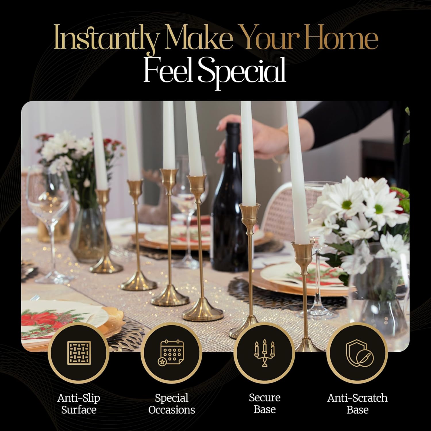 Elegant Gold Candlestick Holders for Dining and Events
