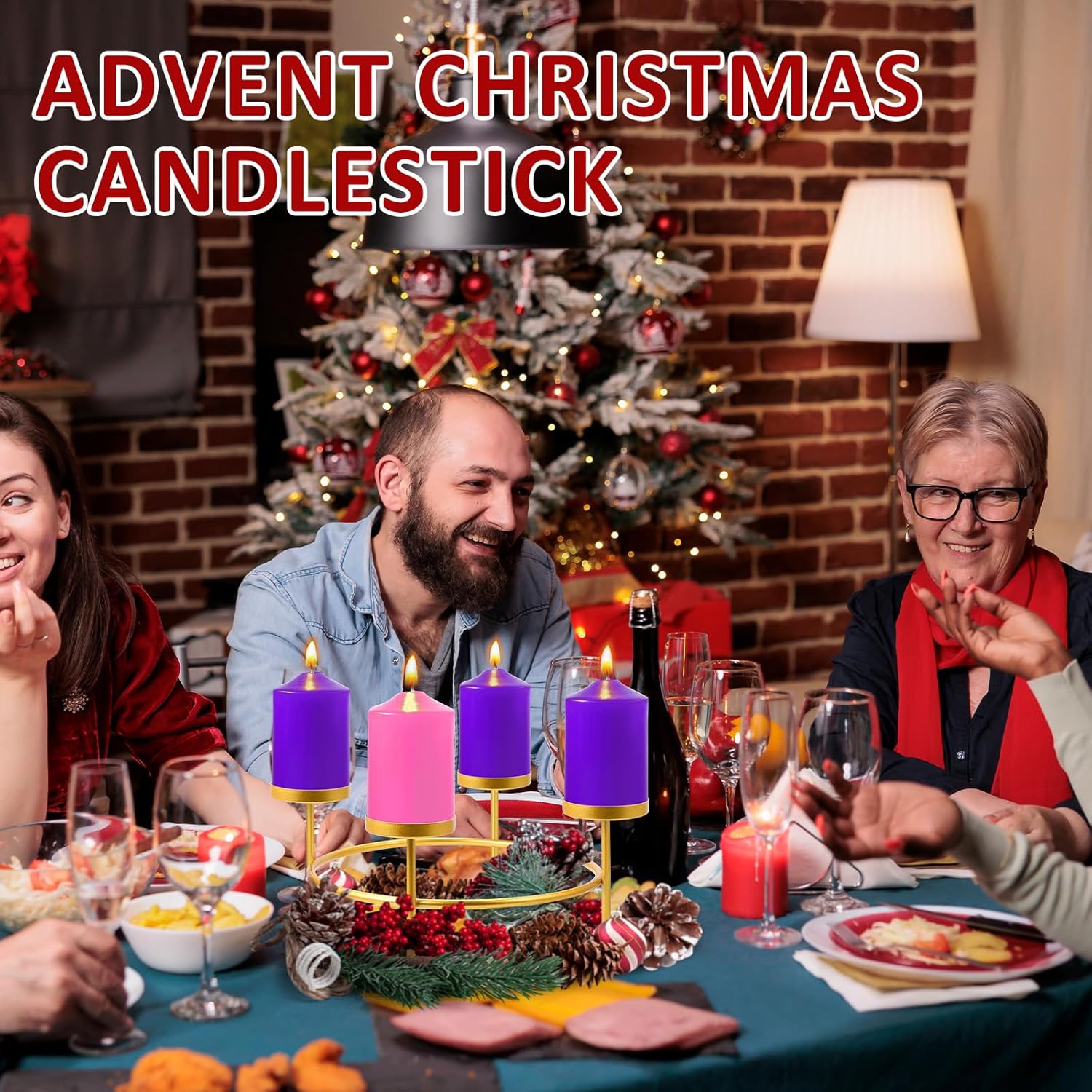 Large Rustic Metal Advent Candle Holder for Christmas 114-inch