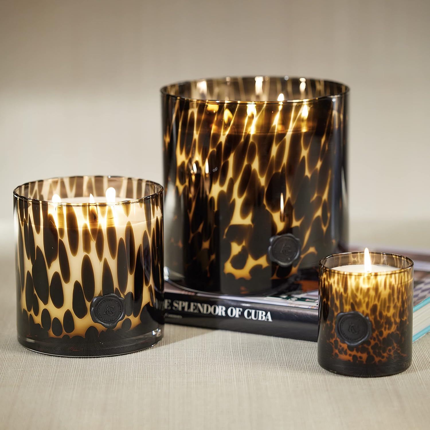Zodax 50 oz 3-Wick Candle Earthy Scent Black Glass Jar 150 Hours