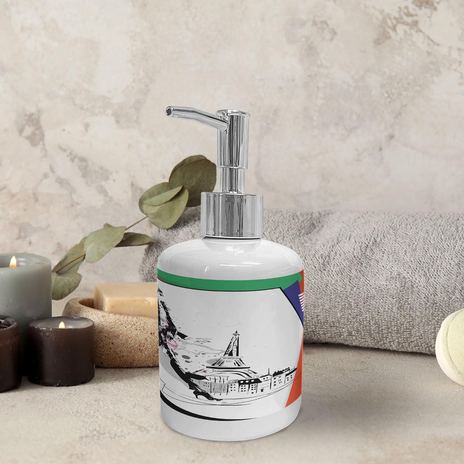 Eiffel Tower Toothbrush Soap Dispenser Set