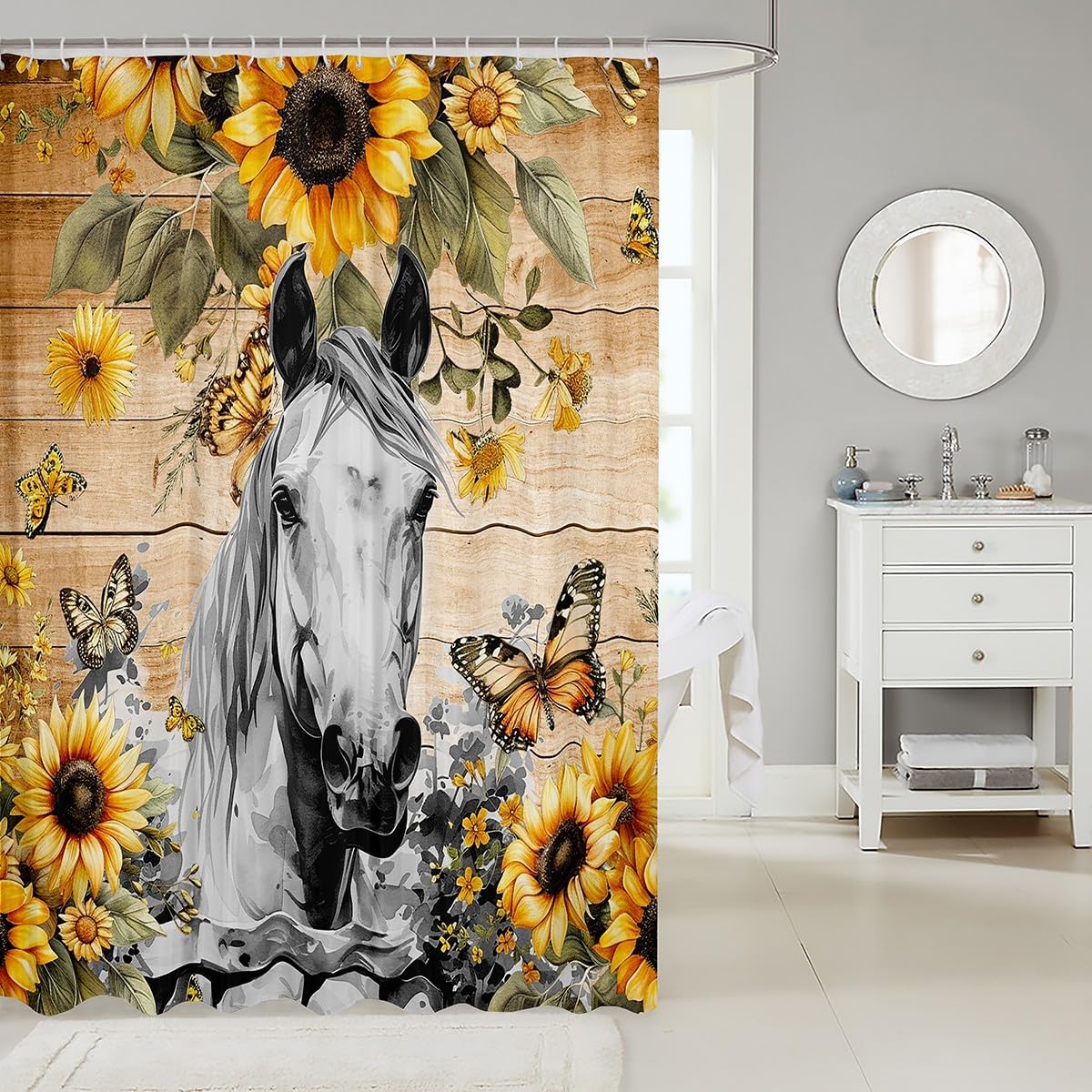 Feelyou Girls Horse Shower Curtain 72x72