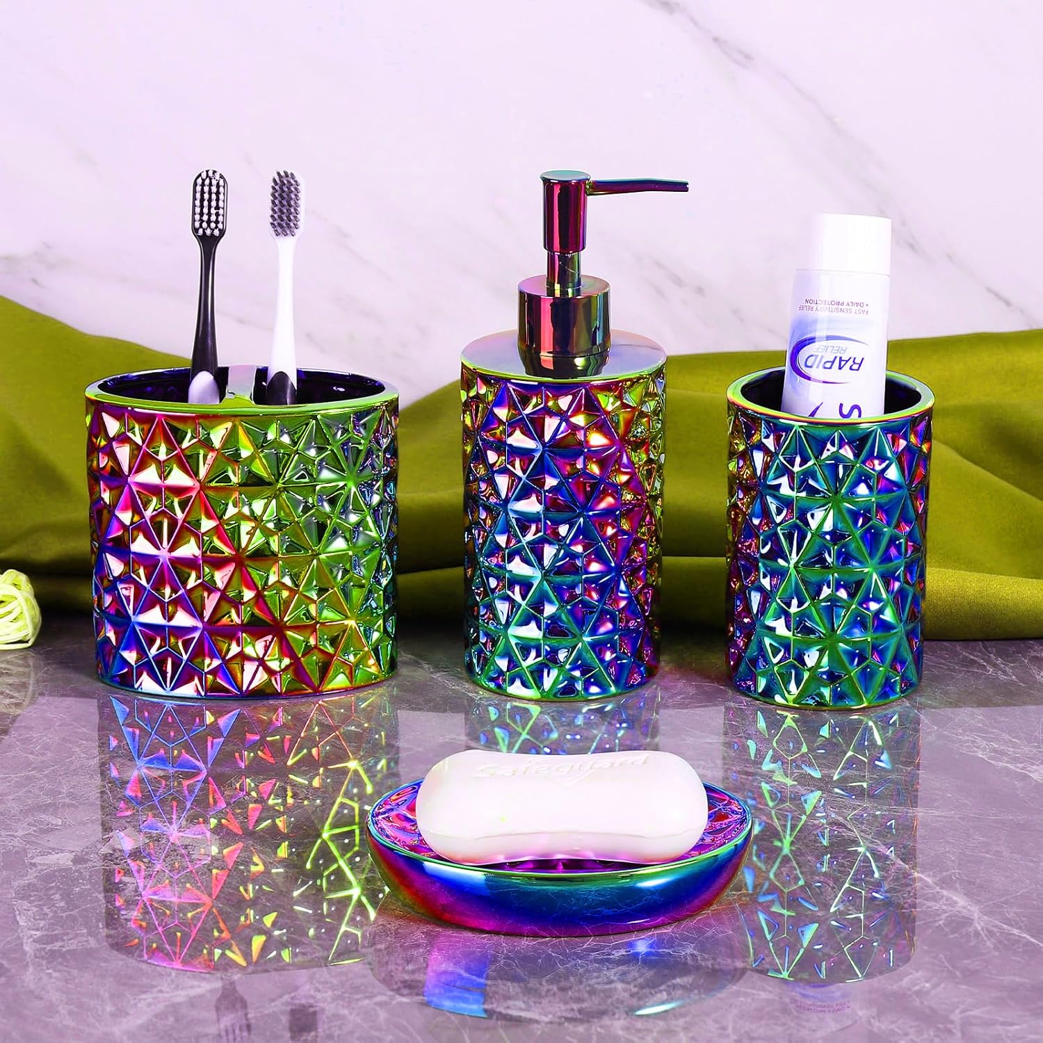 Colorful Bathroom Accessories Set 4 Pcs
