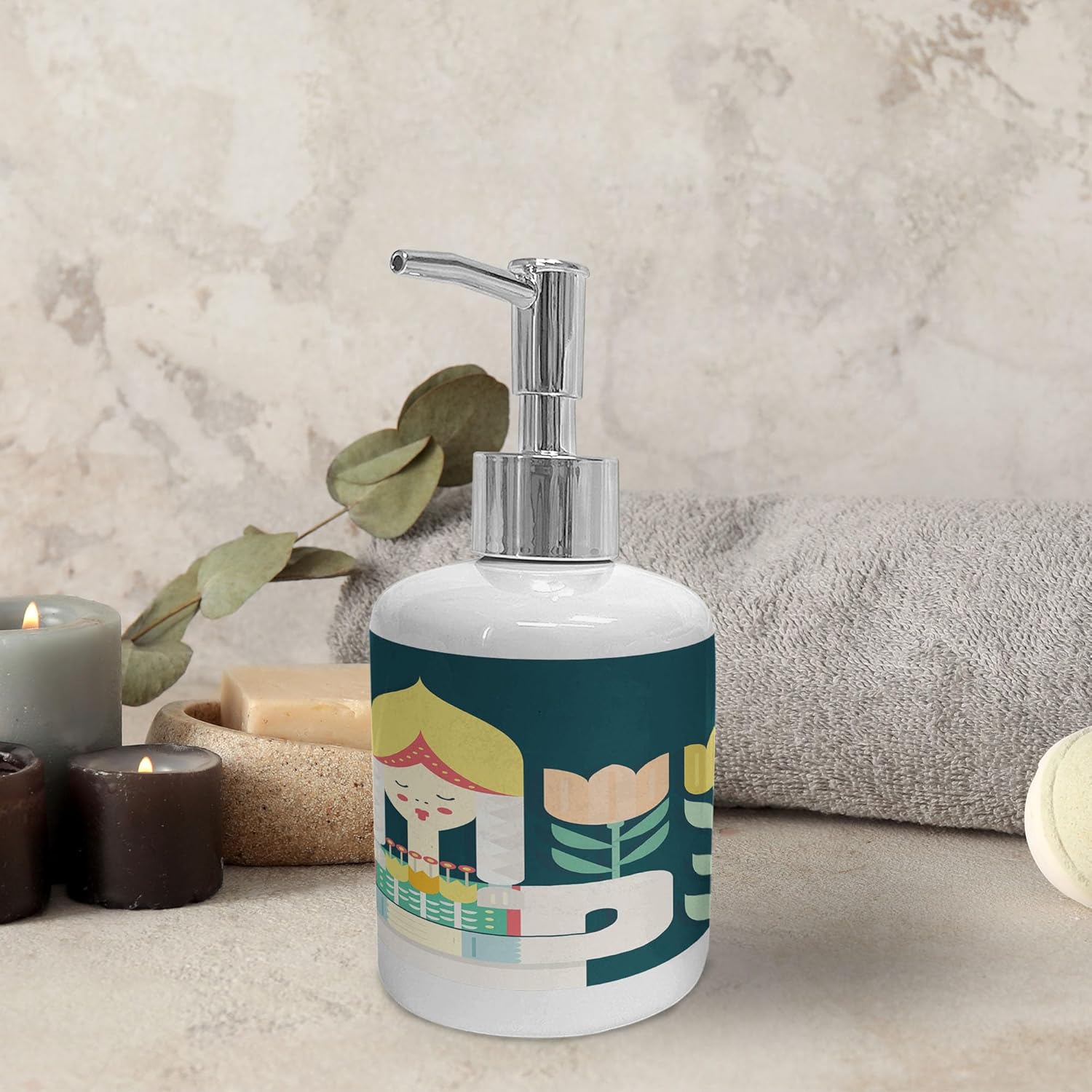 Ambesonne Amsterdam Soap Dispenser Toothbrush Holder Set 2 Pcs