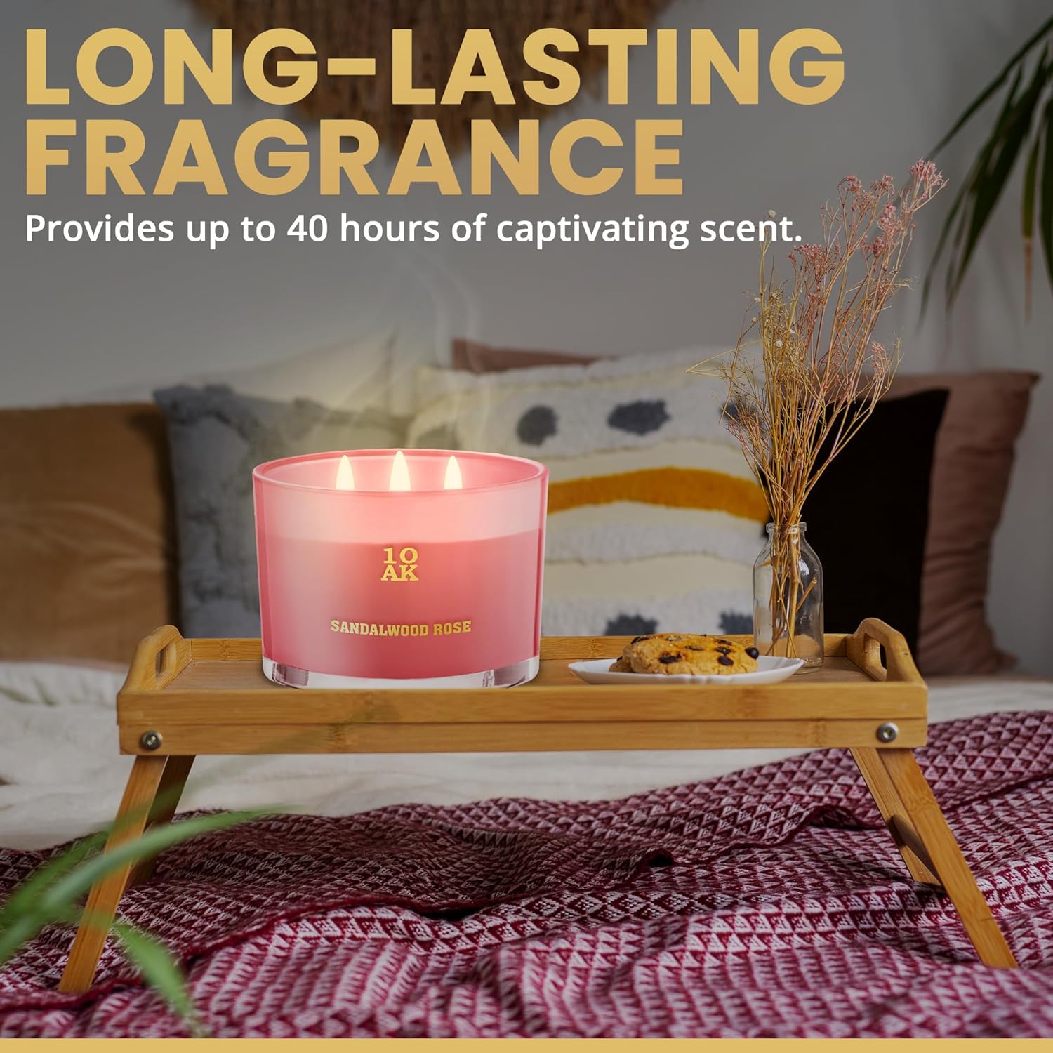 1OAK 3 Wick Sandalwood Rose Candle Luxury Candle for Home