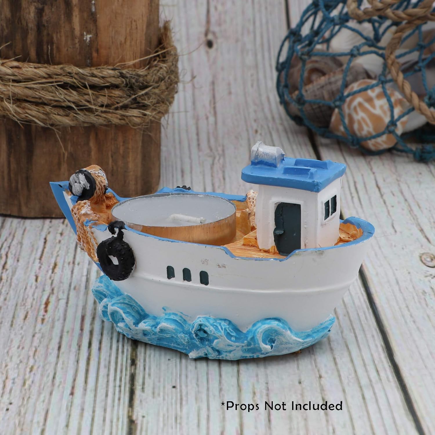 Nautical Tea Light Holder Boat Shape Brown 35x15x175 in