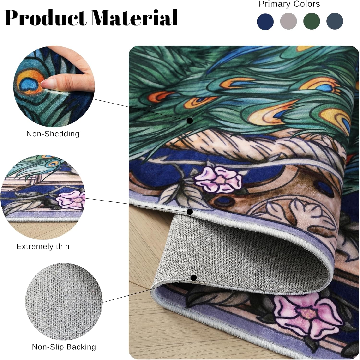 Vowkten 2x3 Door Mat Indoor Rug Peacock Design