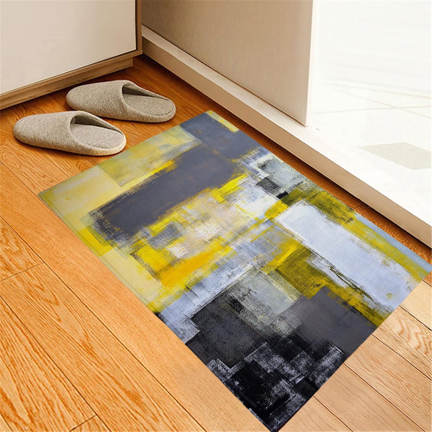 Front Door Mat Art Print Yellow Grey Door Mat