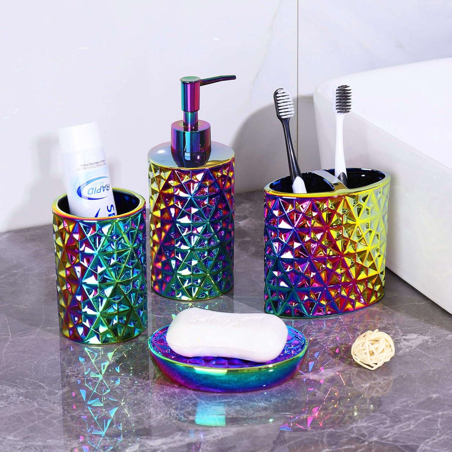 Colorful Bathroom Accessories Set 4 Pcs