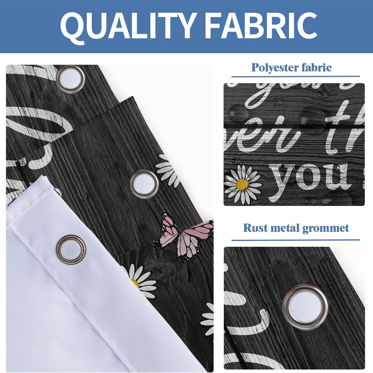 AAtter 4 Piece Shower Curtain Set with Non-Slip Rug and Bath Mat