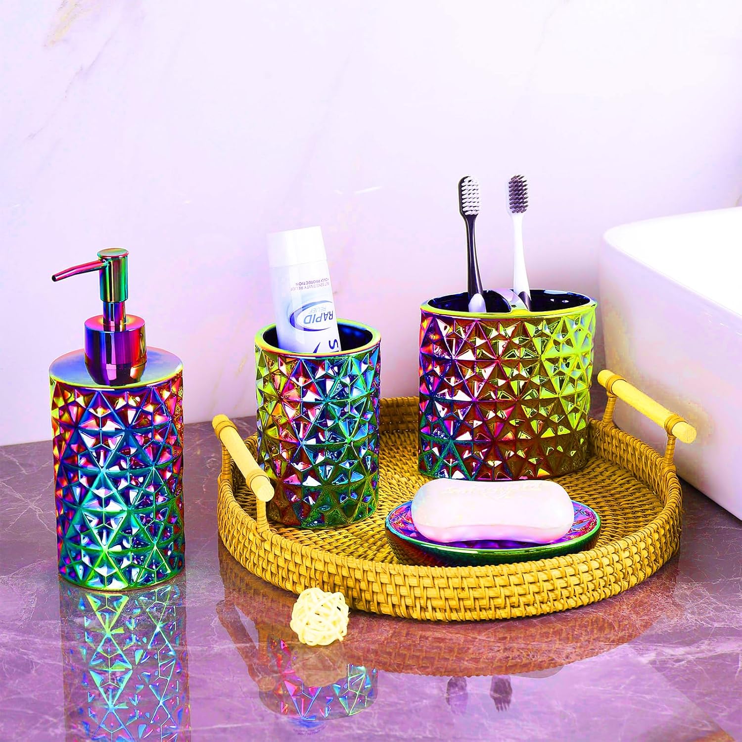 Colorful Bathroom Accessories Set 4 Pcs