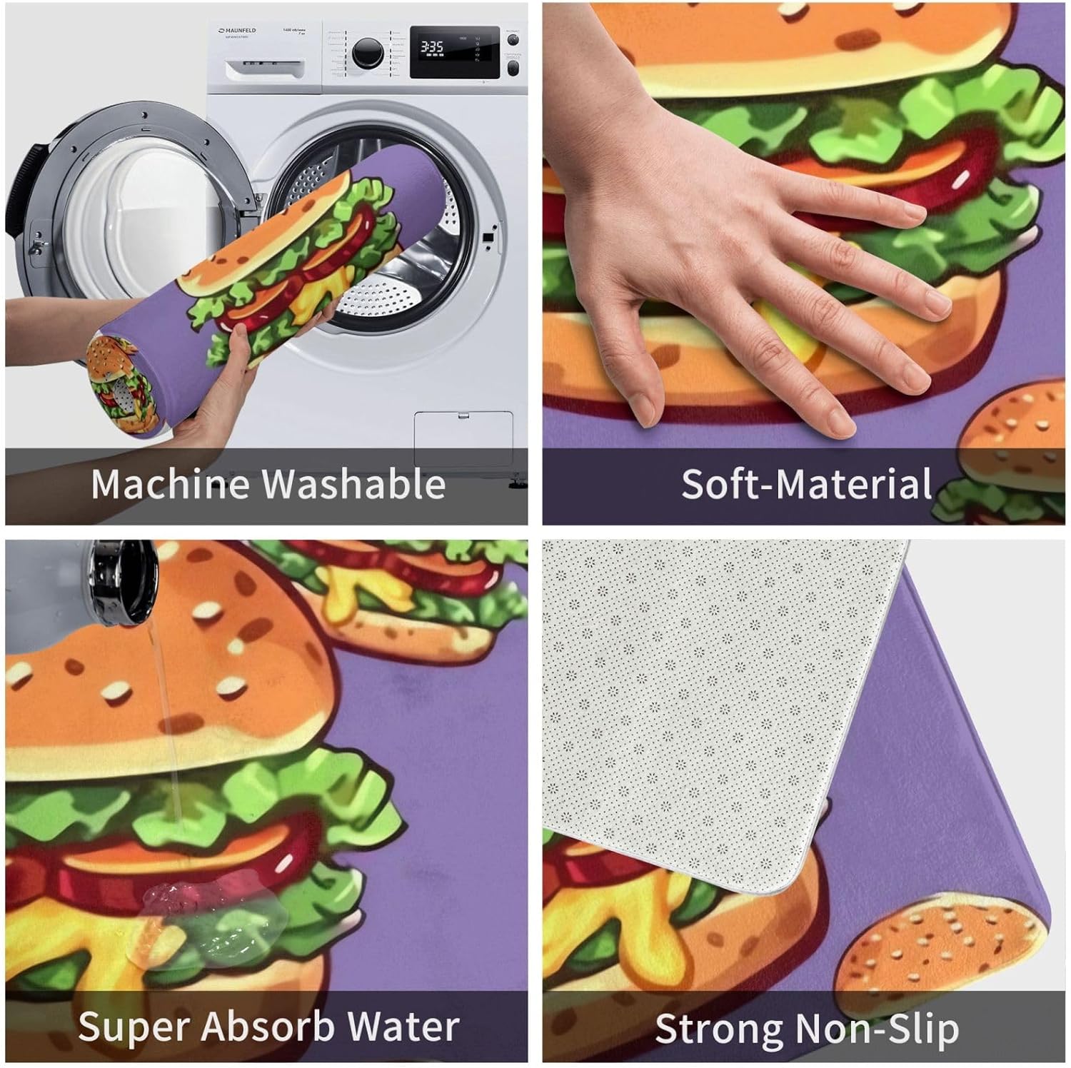 Cartoon Hamburger Welcome Door Mat For Entryway
