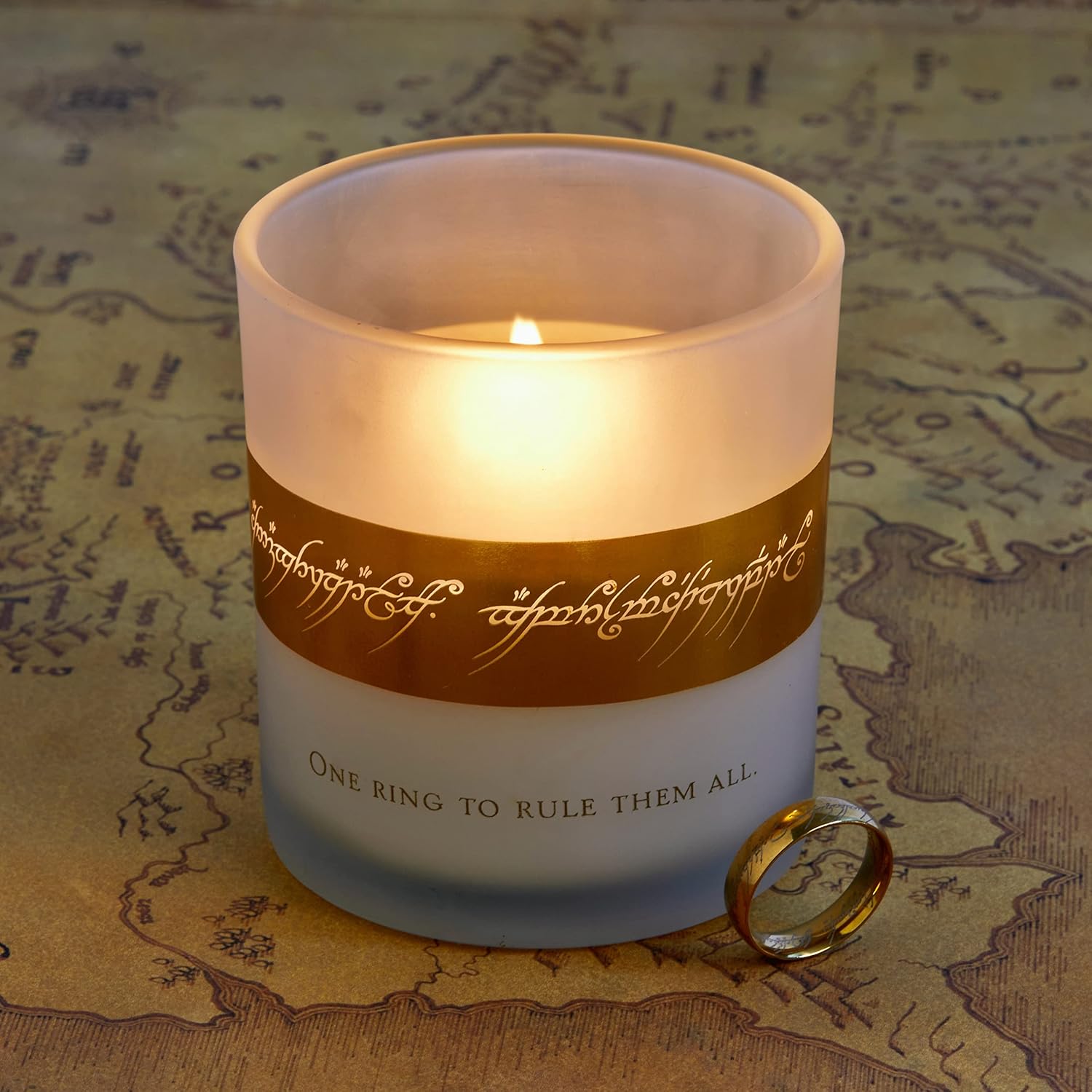 Lord of the Rings Glass Candle 8oz replica of Ring of Power
