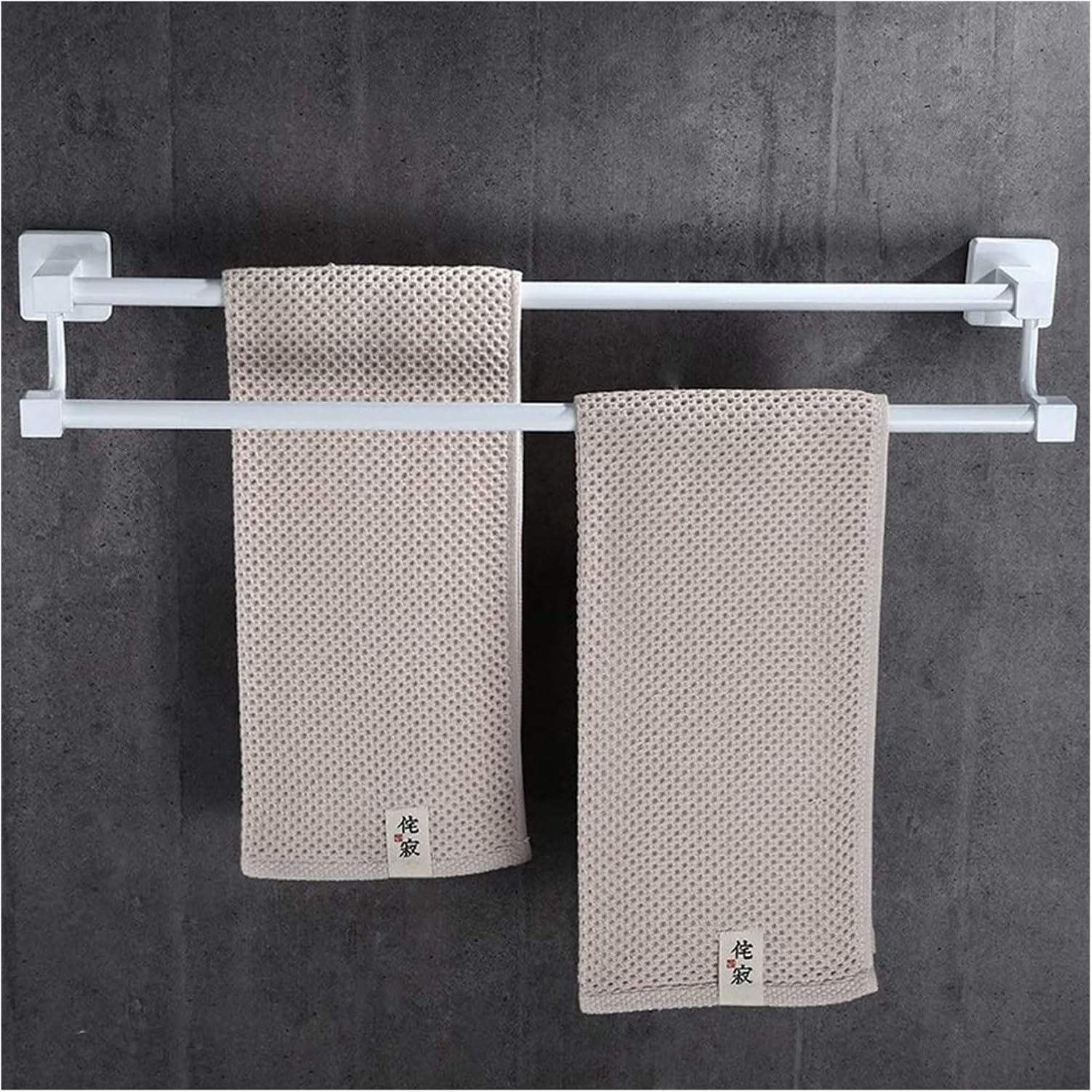 ALDEPO Double Towel Rail with Shelf - 50Cm Stainless Steel Bathroom Towel Rack