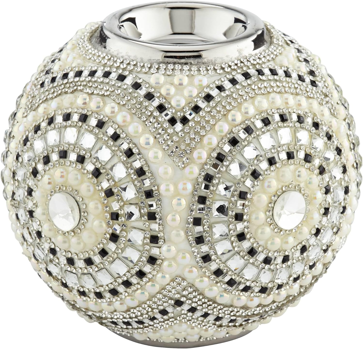 Beaded Silver Plated Tea Light Candle Holder 4 34