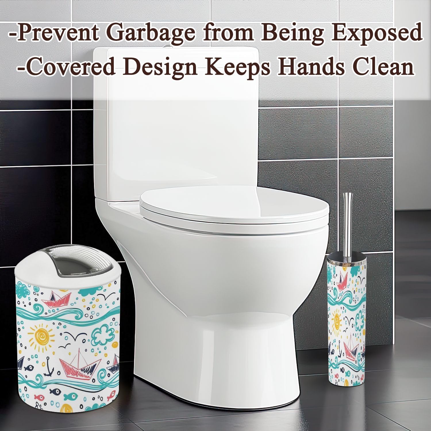 Stylish 6 Piece Bathroom Accessory Set with Decorative Design