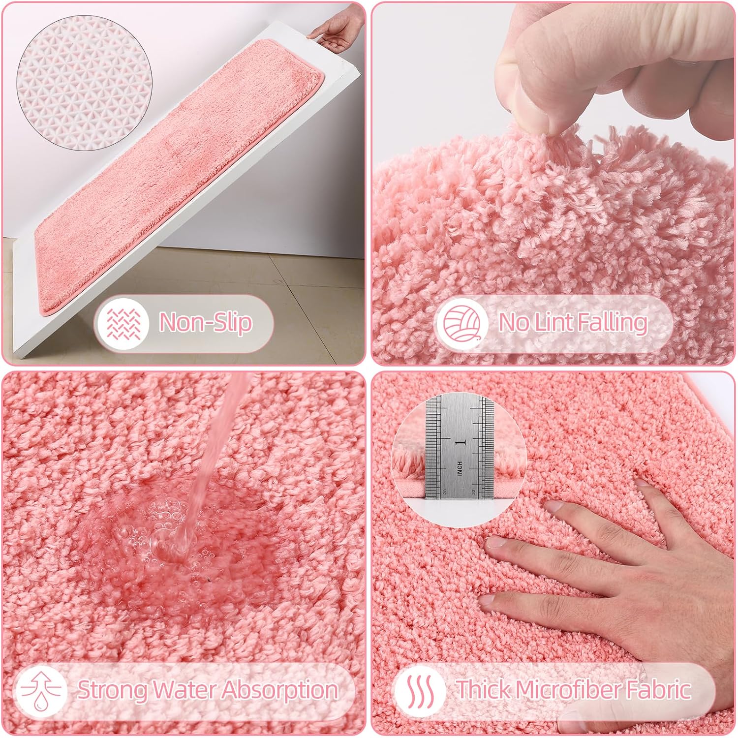 Bathroom Set - Pink Bathroom Accessories Set with Shower Curtain and Rugs