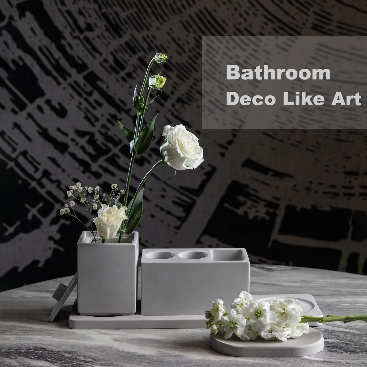 AUSAULAC Sturdy Diatomite Bathroom Accessory Set in Grey