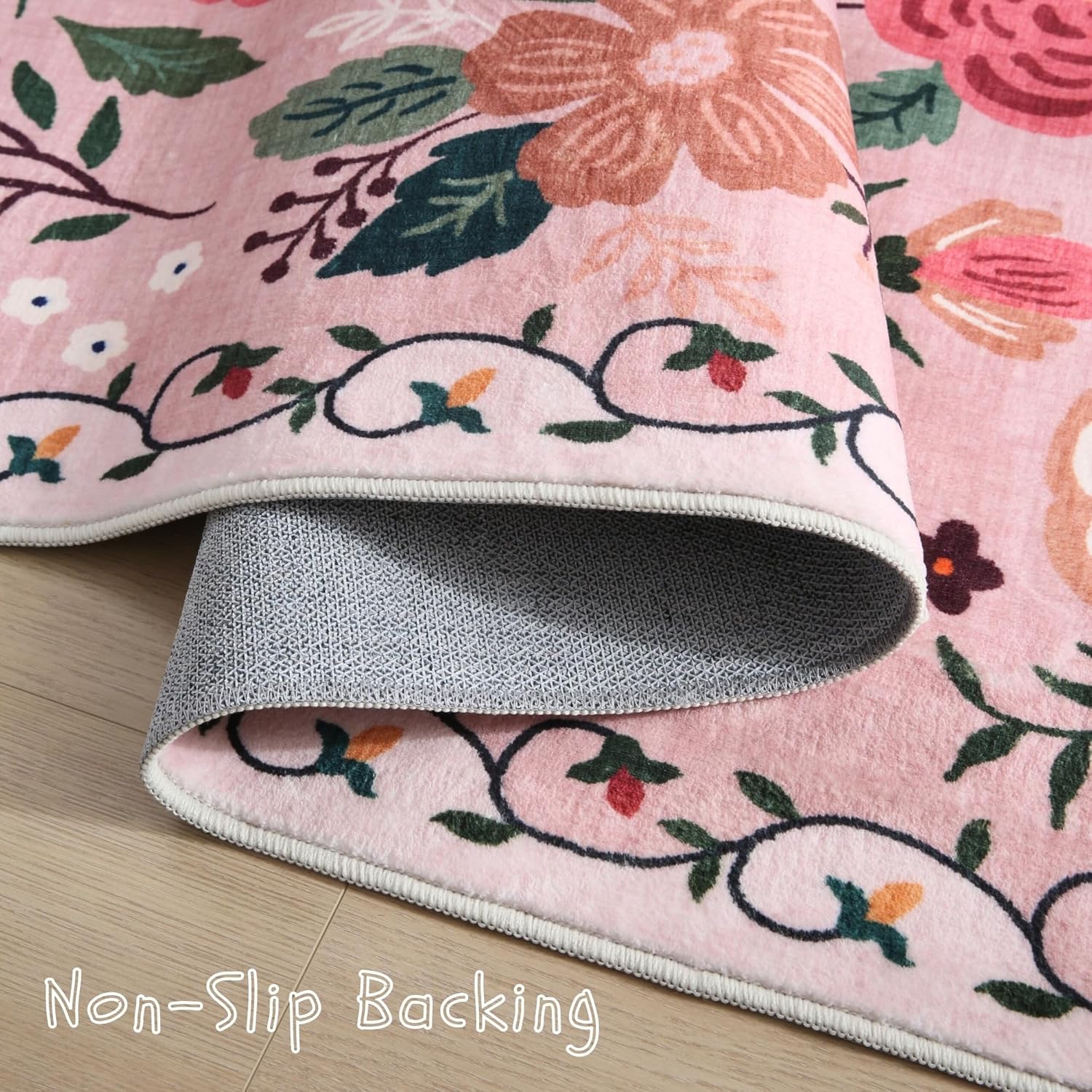 Washable 4x6 Boho Non-Slip Soft Area Rug Pink Living Room