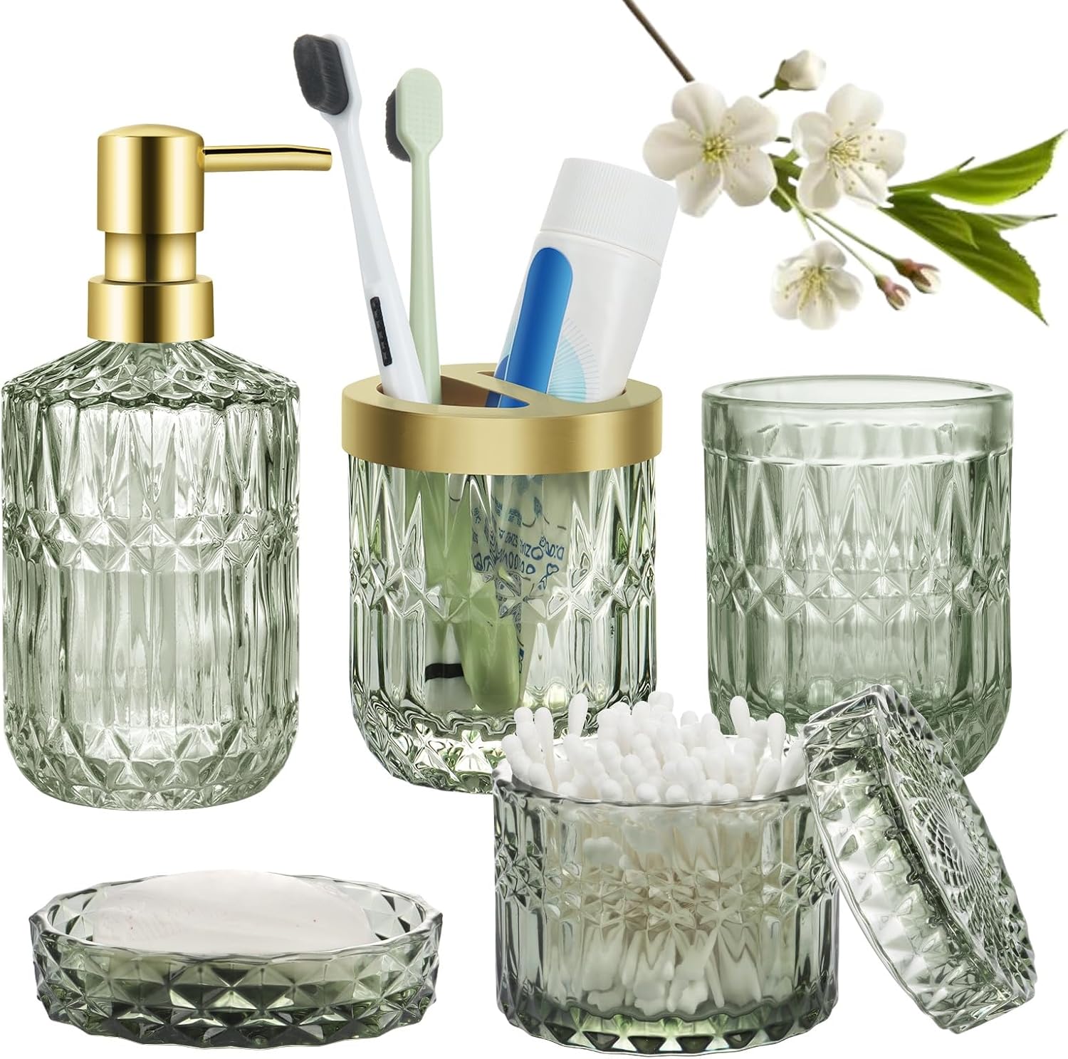 Elegant Glass Bathroom Accessory Set