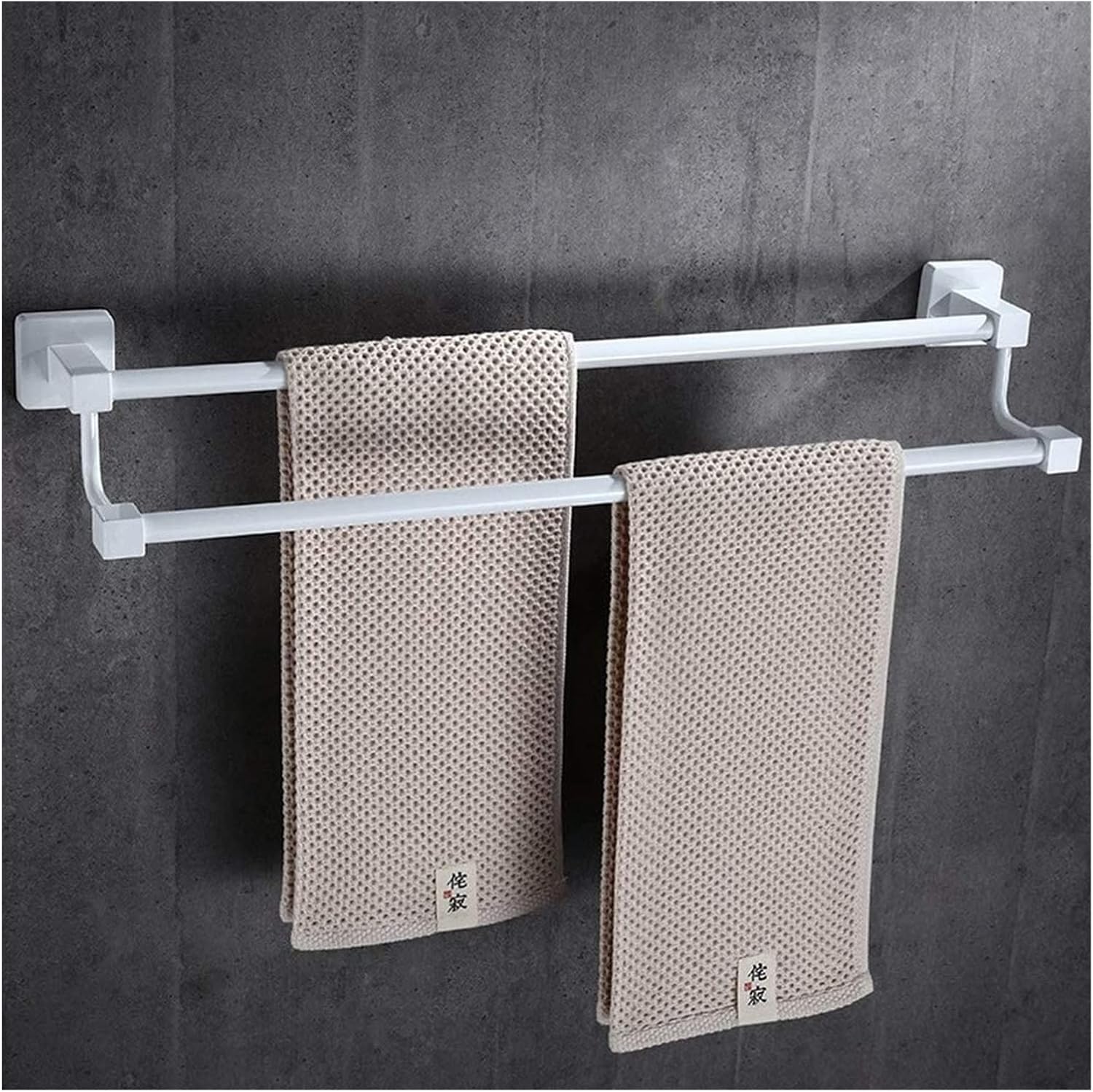 ALDEPO Double Towel Rail with Shelf - 50Cm Stainless Steel Bathroom Towel Rack