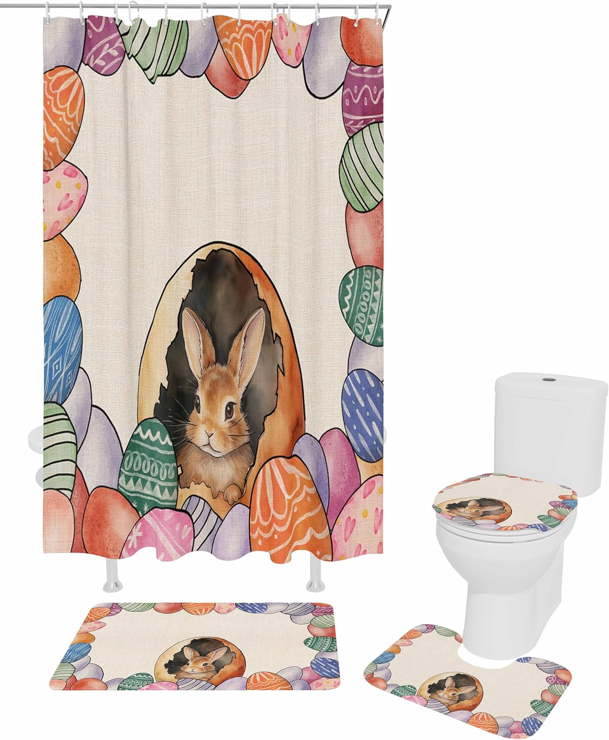 Singingin Retro Bathroom Set with Animal Patterns