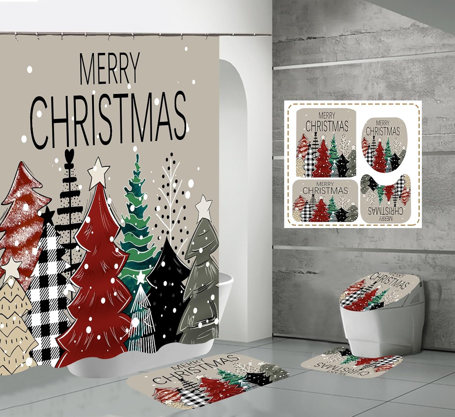 Merry Christmas Bath Set with Rugs