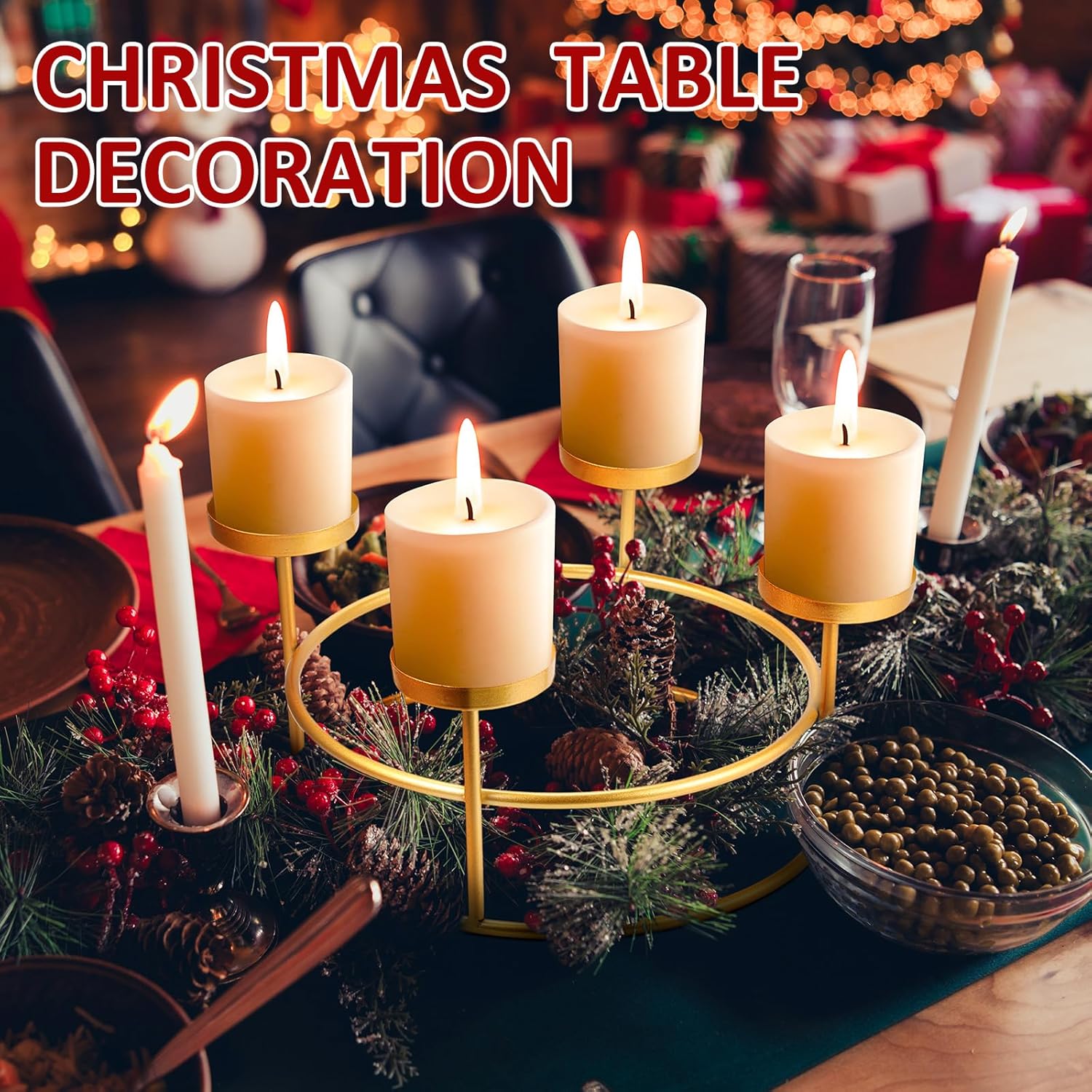Large Rustic Metal Advent Candle Holder for Christmas 114-inch