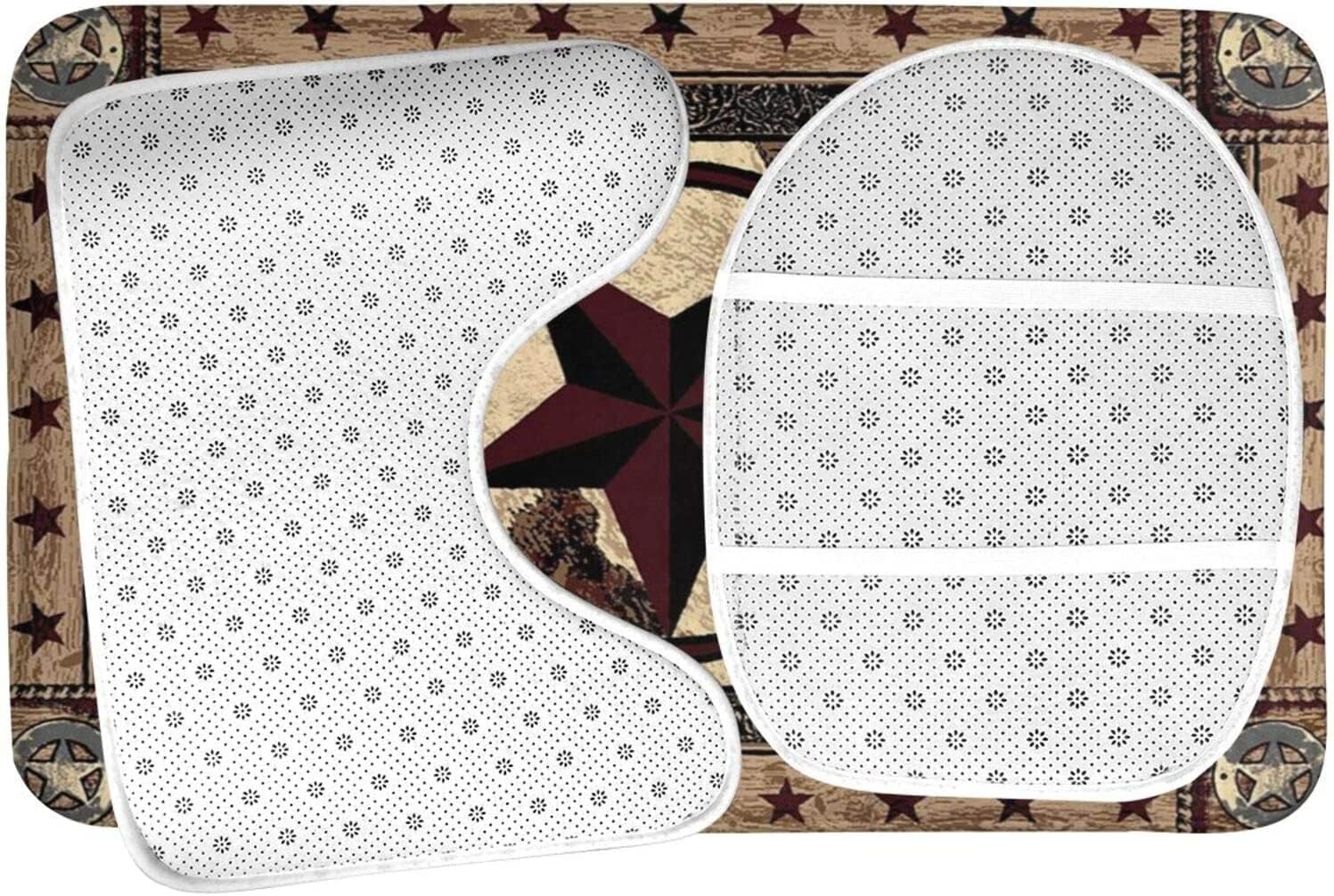 Giwawa Western Texas Star Bathroom Rug Set 3 Piece