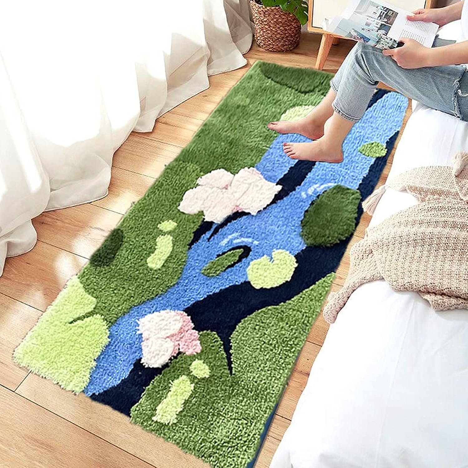 UKELER 3D Grass Moss Rug Soft Shag Non Slip