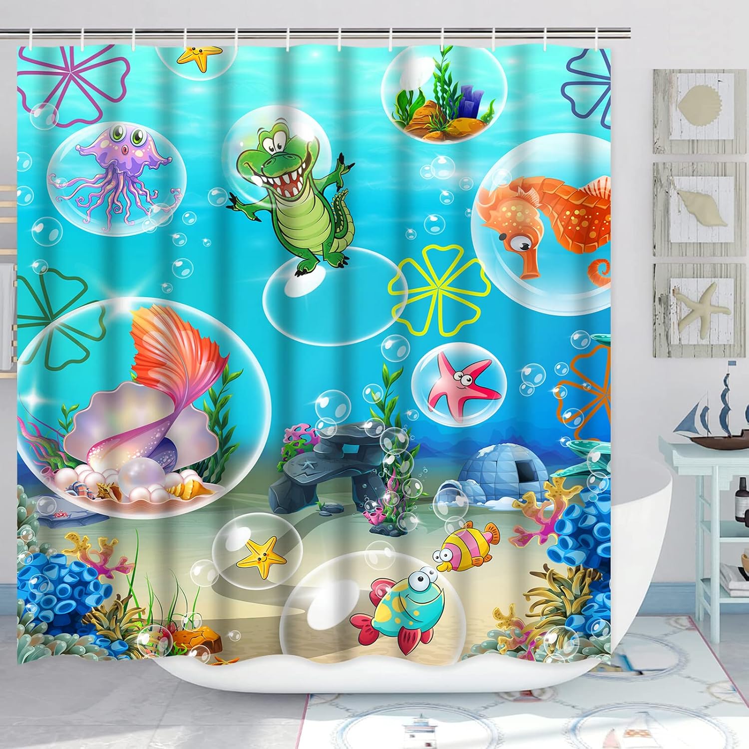 ADORABLE KIDS BATH PLAY COUCHSET WITH CATCHY SEA FISH DECOR